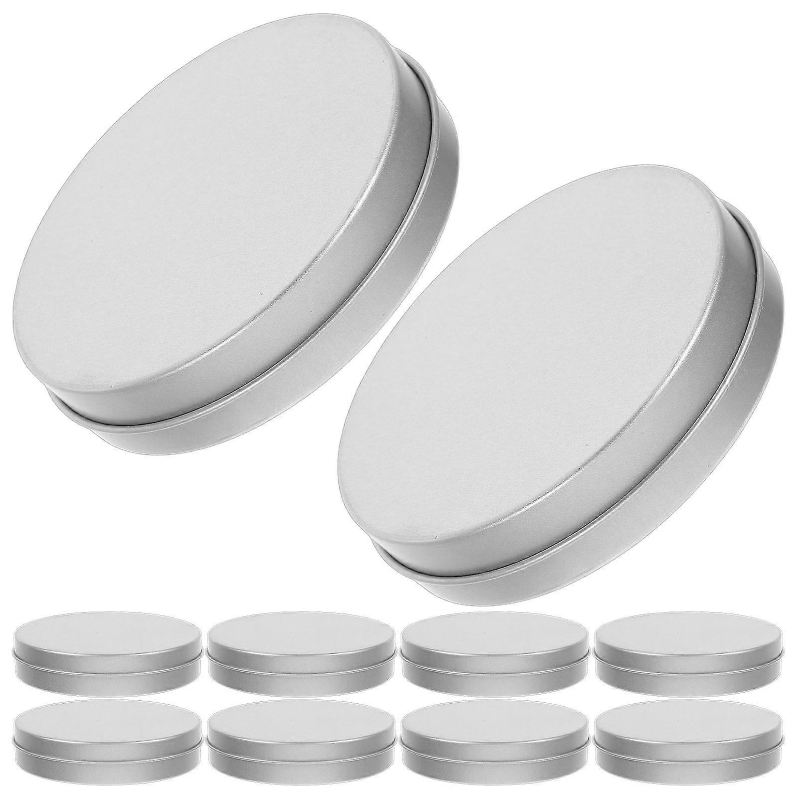 Candy Packaging Boxes 10Pcs Cookie Tins With Lids Suitable For Treats Gift Giving Simple Design Silver Round Storage Solutions