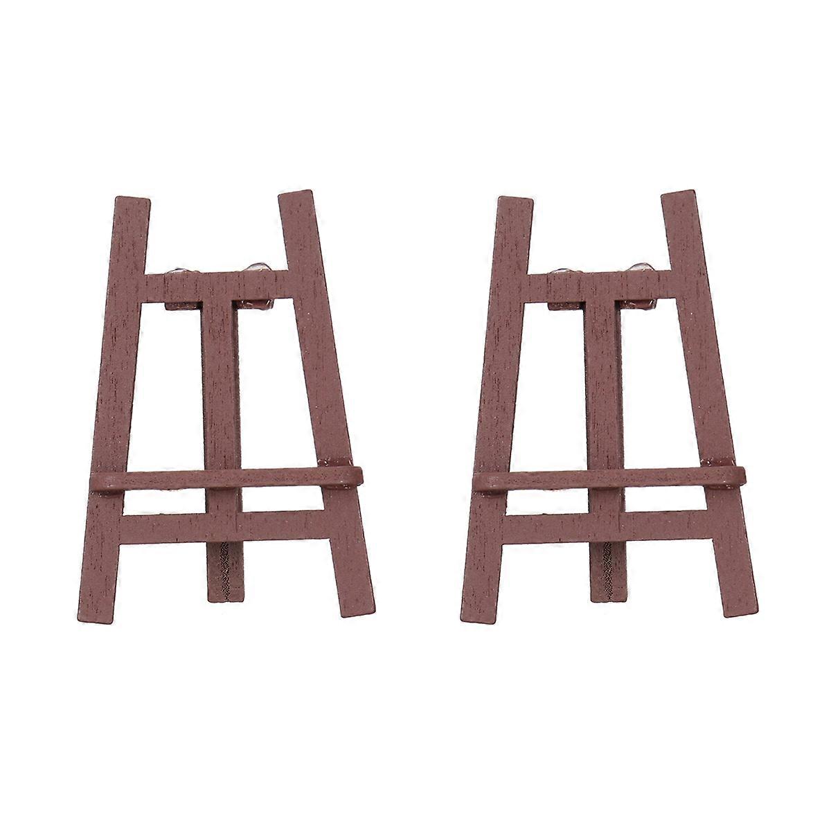 Desktop Wooden Miniatures for Decor with 4Pcs Simulated Easel Toy Ornaments