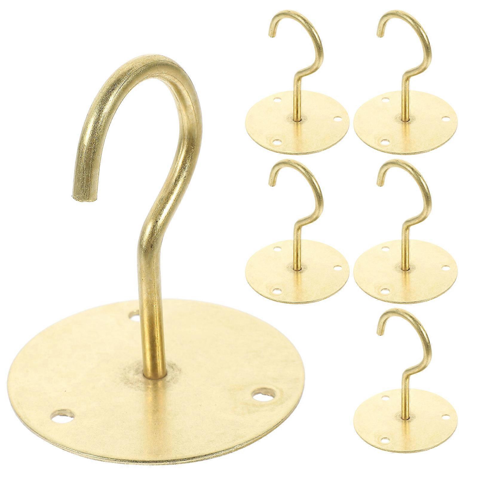 Heavy Duty Iron Ceiling Hooks For Home Decoration And Organizing In Golden Color, 5Set For Hanging Lanterns And Bird Feeders