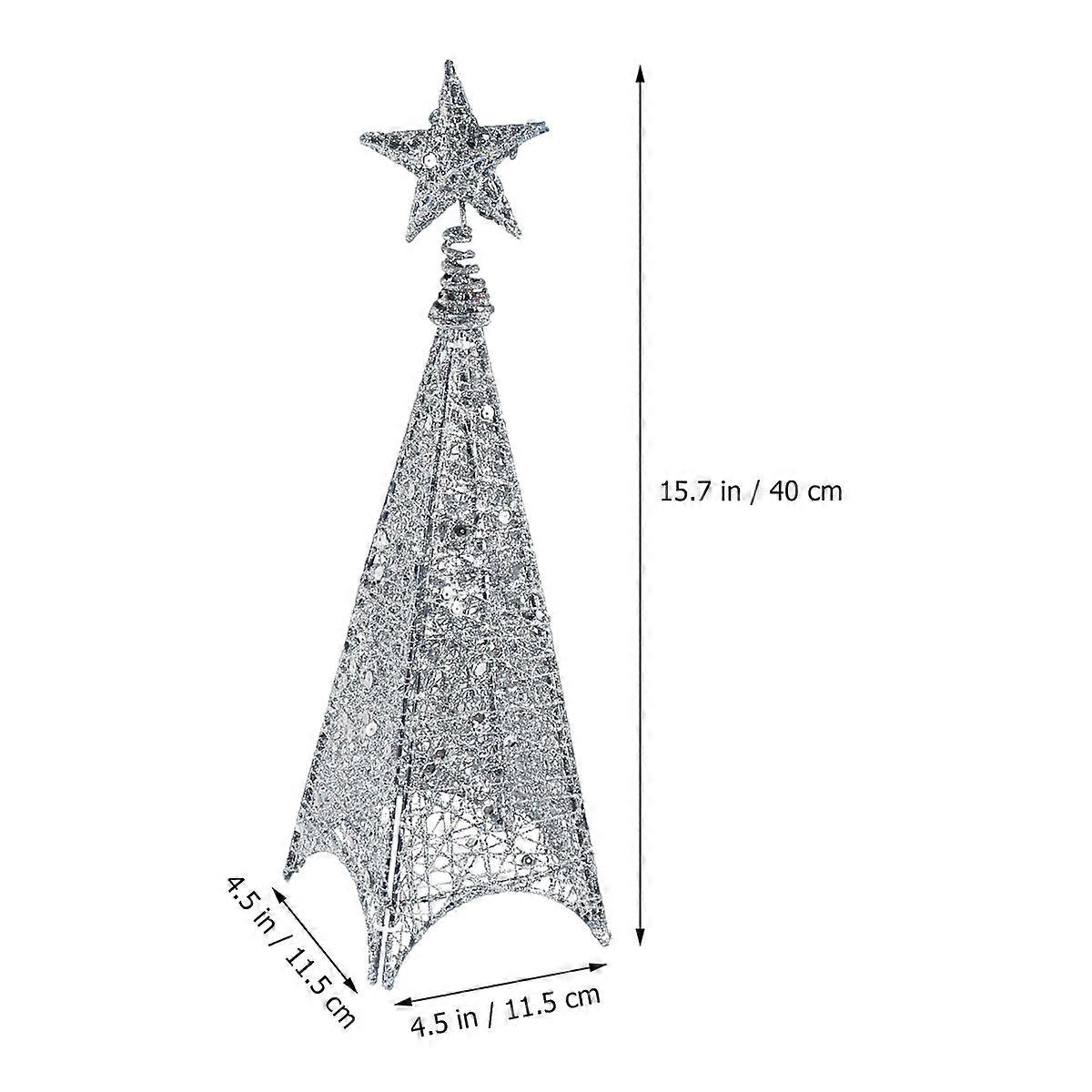 Creative Glowing Christmas Tree 45cm Wrought Iron Tower Shaped Decoration Ideal For Festivals And Parties 2Pcs