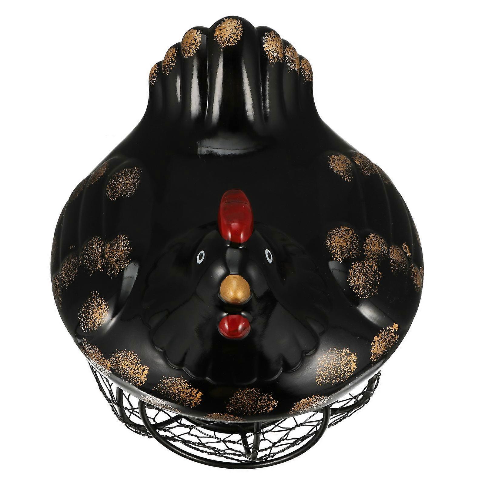 Iron Chicken Egg Holder Basket for Storage 2Pcs Black Snack Container