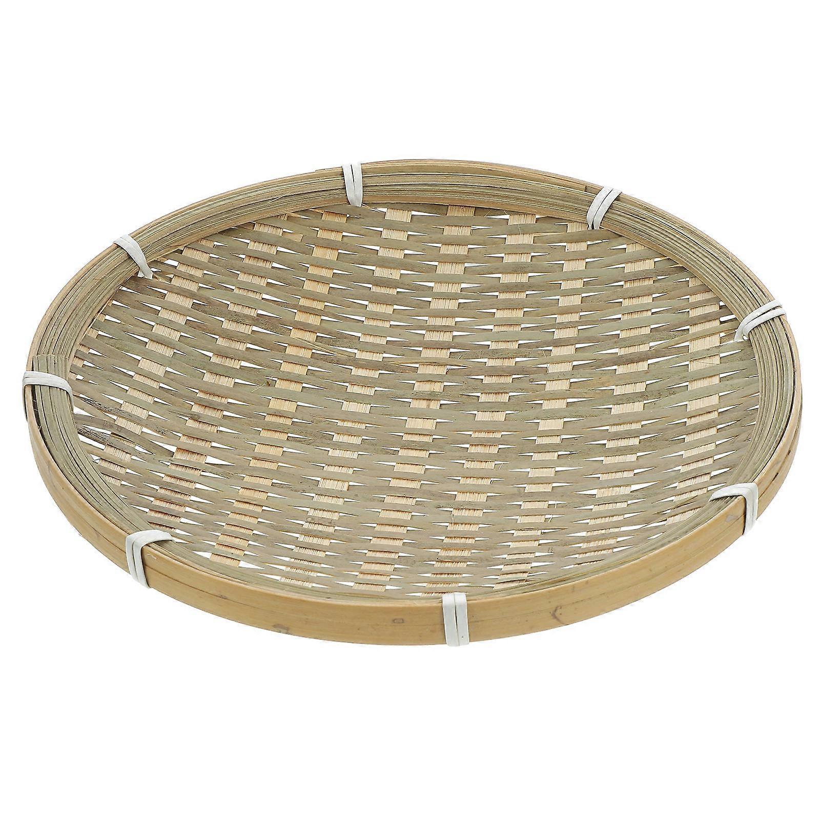 5Pcs Bamboo Woven Basket Serving Tray for Storage Use Light Green
