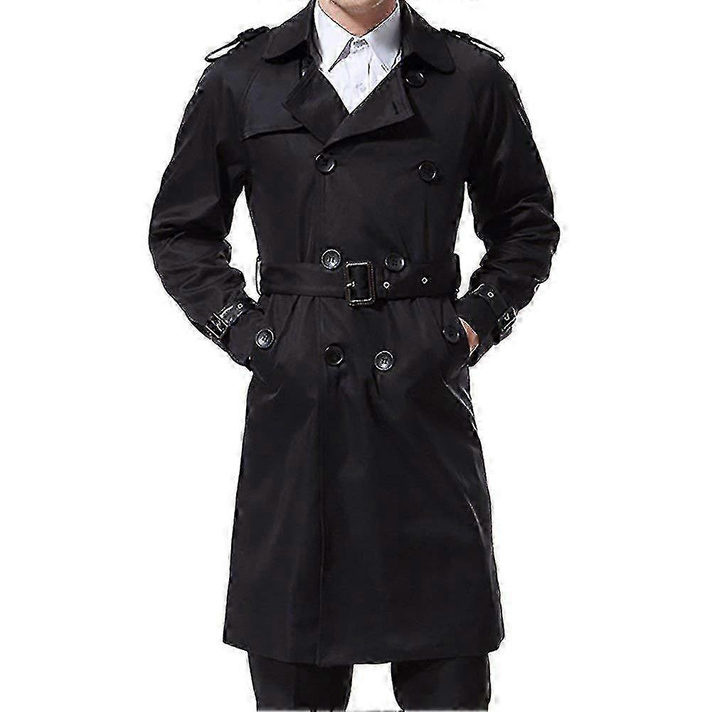 VAWAN Mens Casual Lapel Solid Double-Breasted Coat 2025
