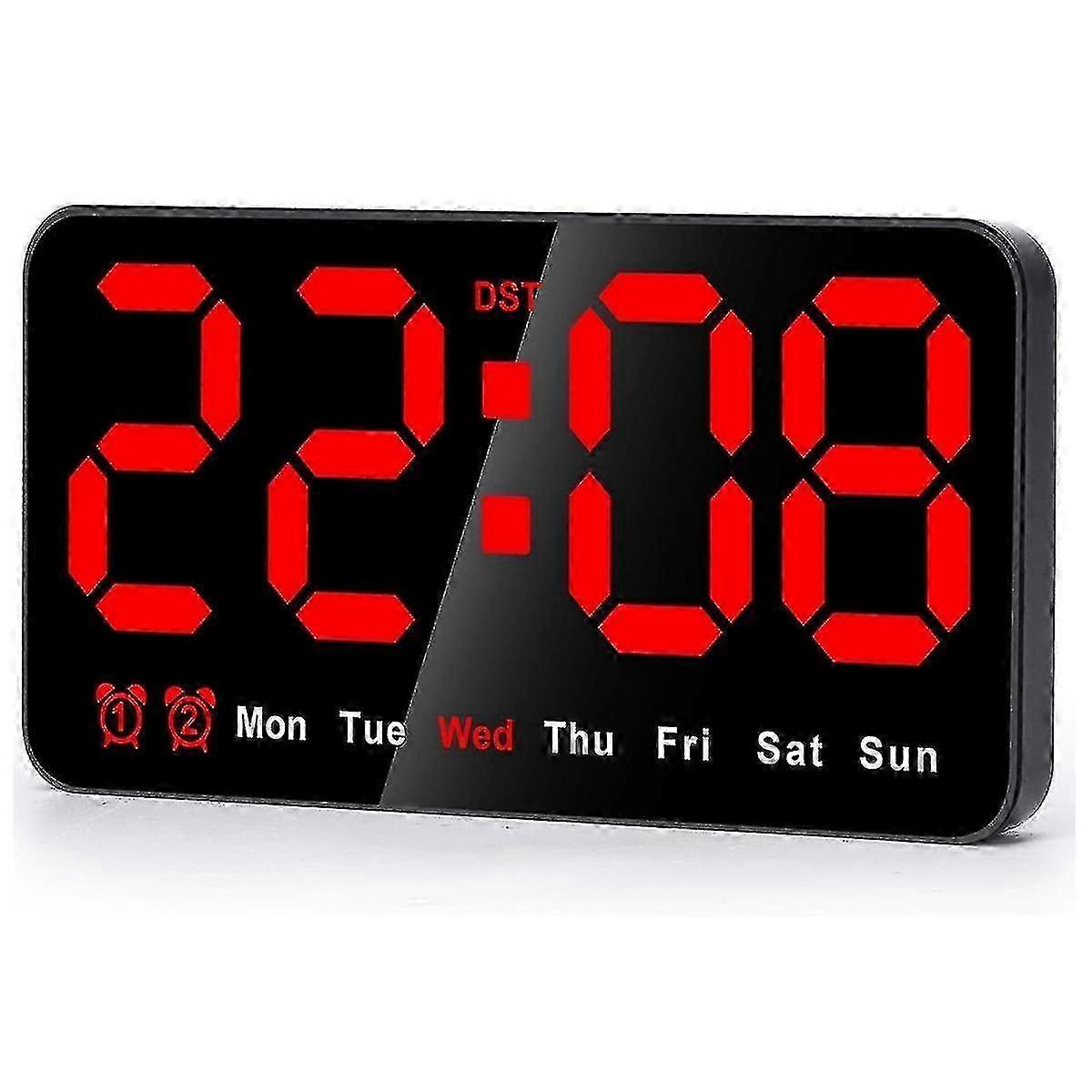2025 9inch LED Digital Wall Clock with 12/24H Format, Large Digits Display, Silent Operation for Home/Office (Red)