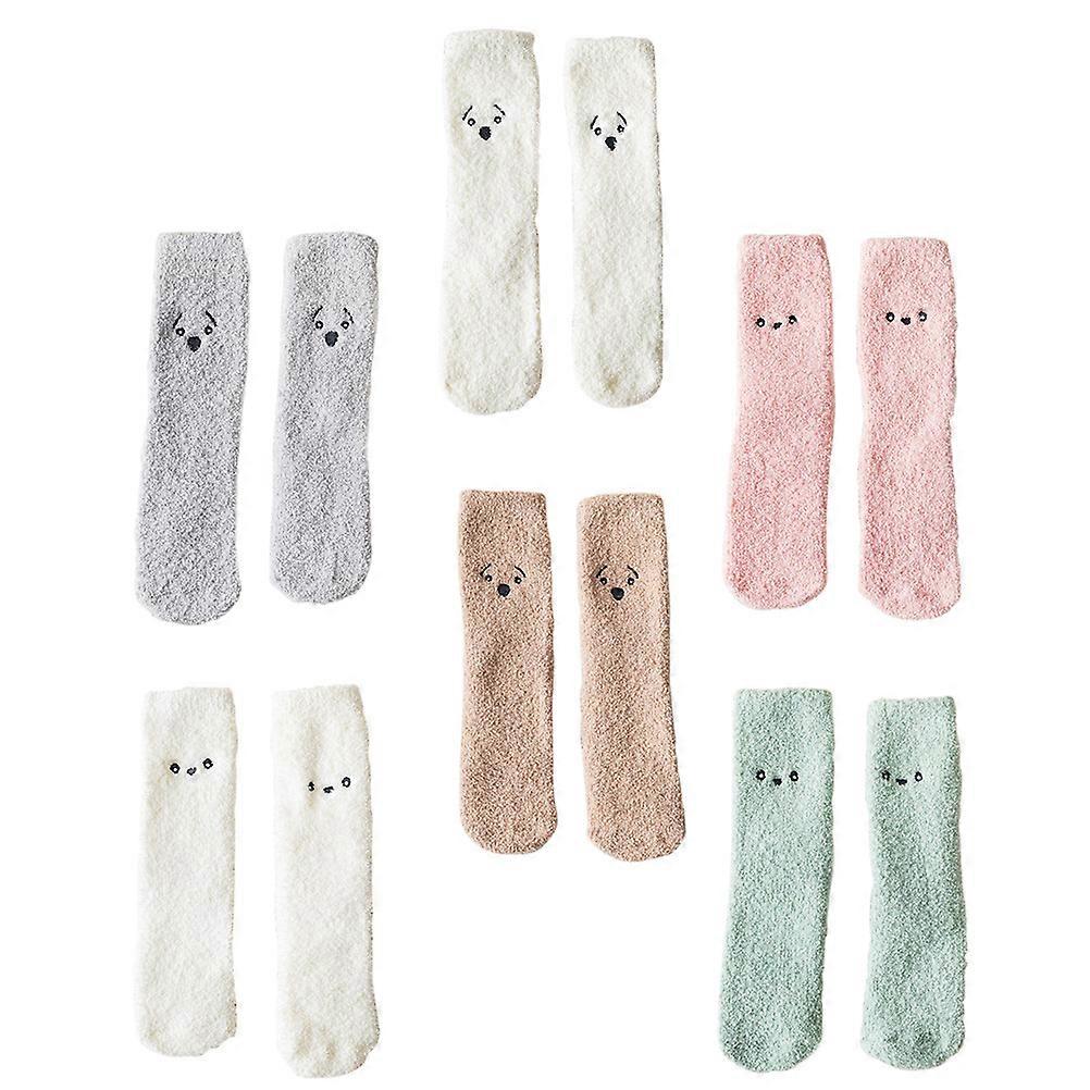 Winter Sleep Socks 6 Pairs Breathable Sleeping Socks For Women Assorted Color Thickened Design Ideal For Preventing Cold Damage