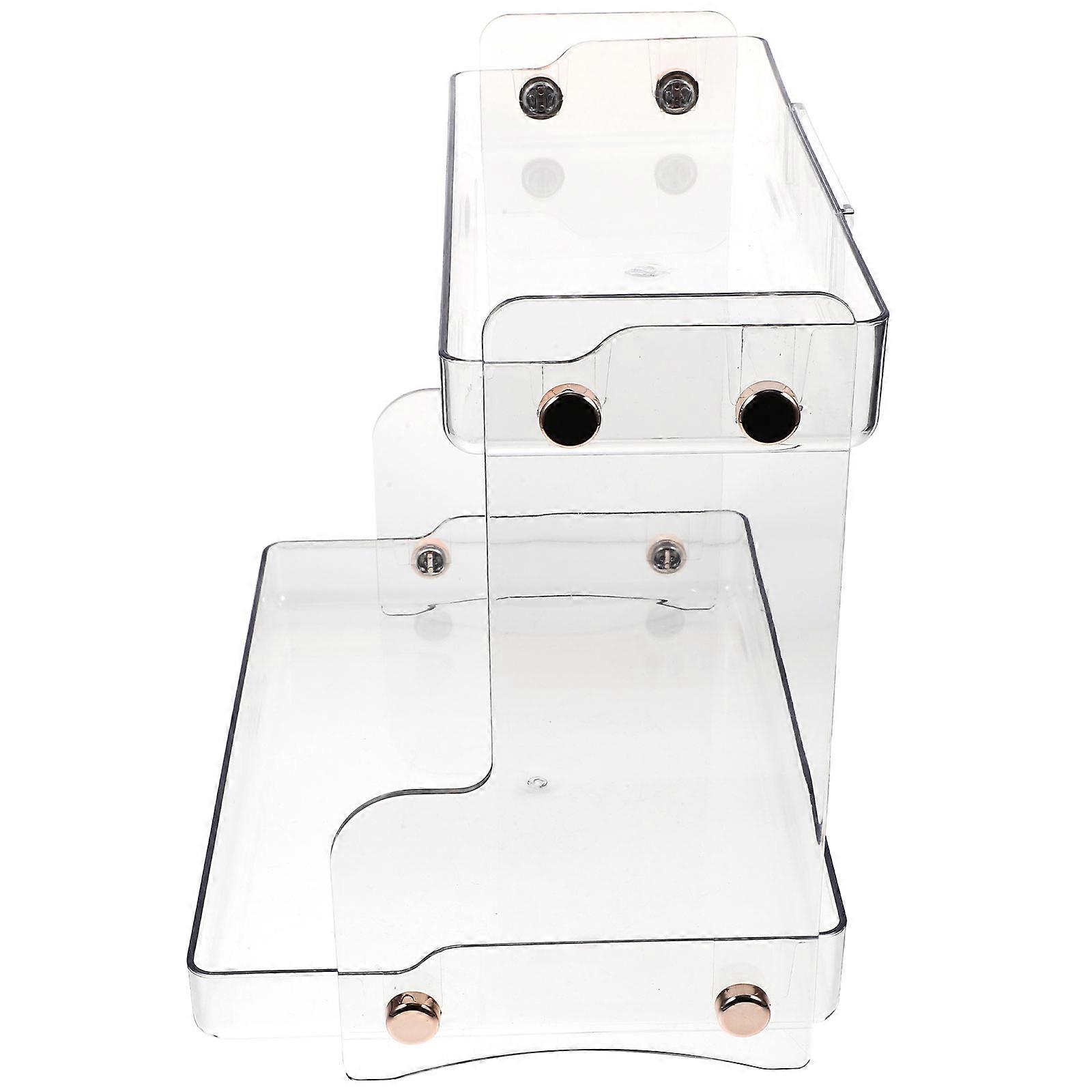Vanity Storage Organizer 1Set for Bathrooms Dressing Tables Coffee Stations Transparent Pet Material with Multi-Functional Storage