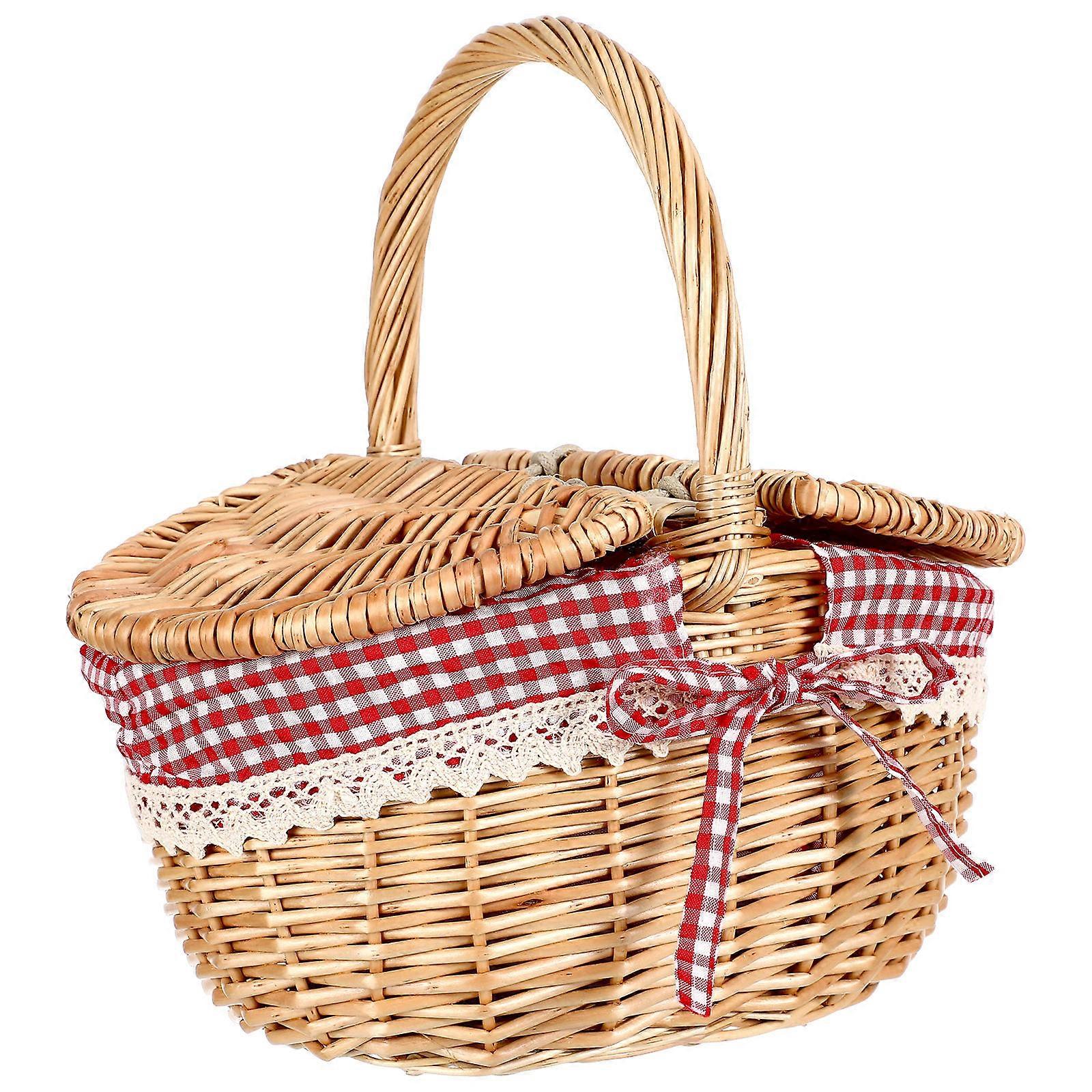 Handheld Woven Basket 3Pcs Multipurpose Storage Bins With Lids Oval Rattan Design Suitable For Travel And General Consumers