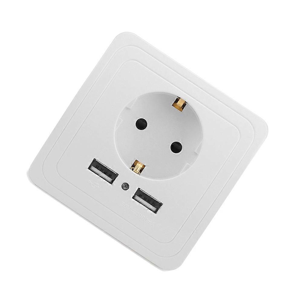 USB Plug Socket Wall Adapter Surge Protector with 2 USB Charging Ports 2Pcs