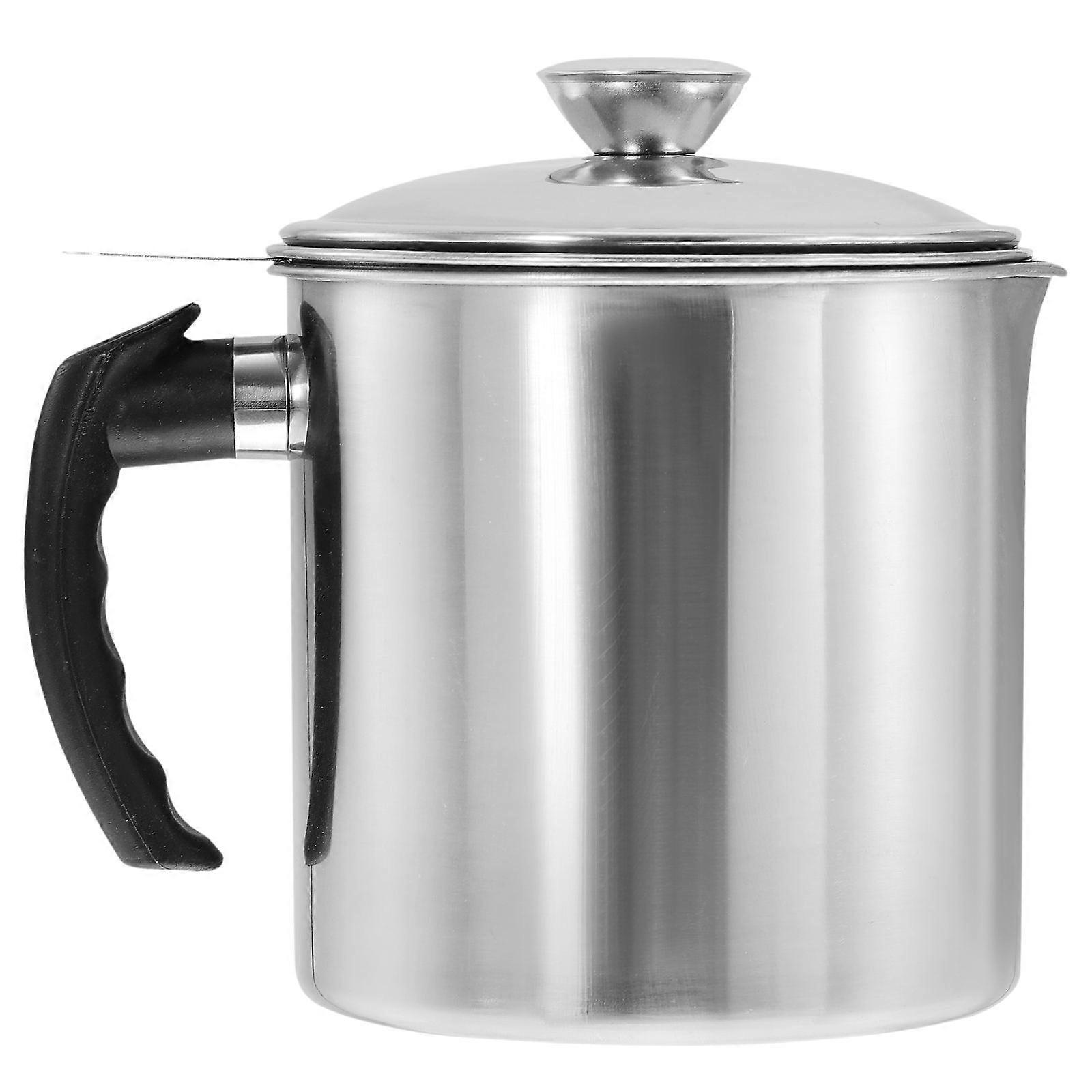 Grease Container With Strainer Cooking Oil Storage Pot Home Users 1.8L Separating Oil And Fat 1Set