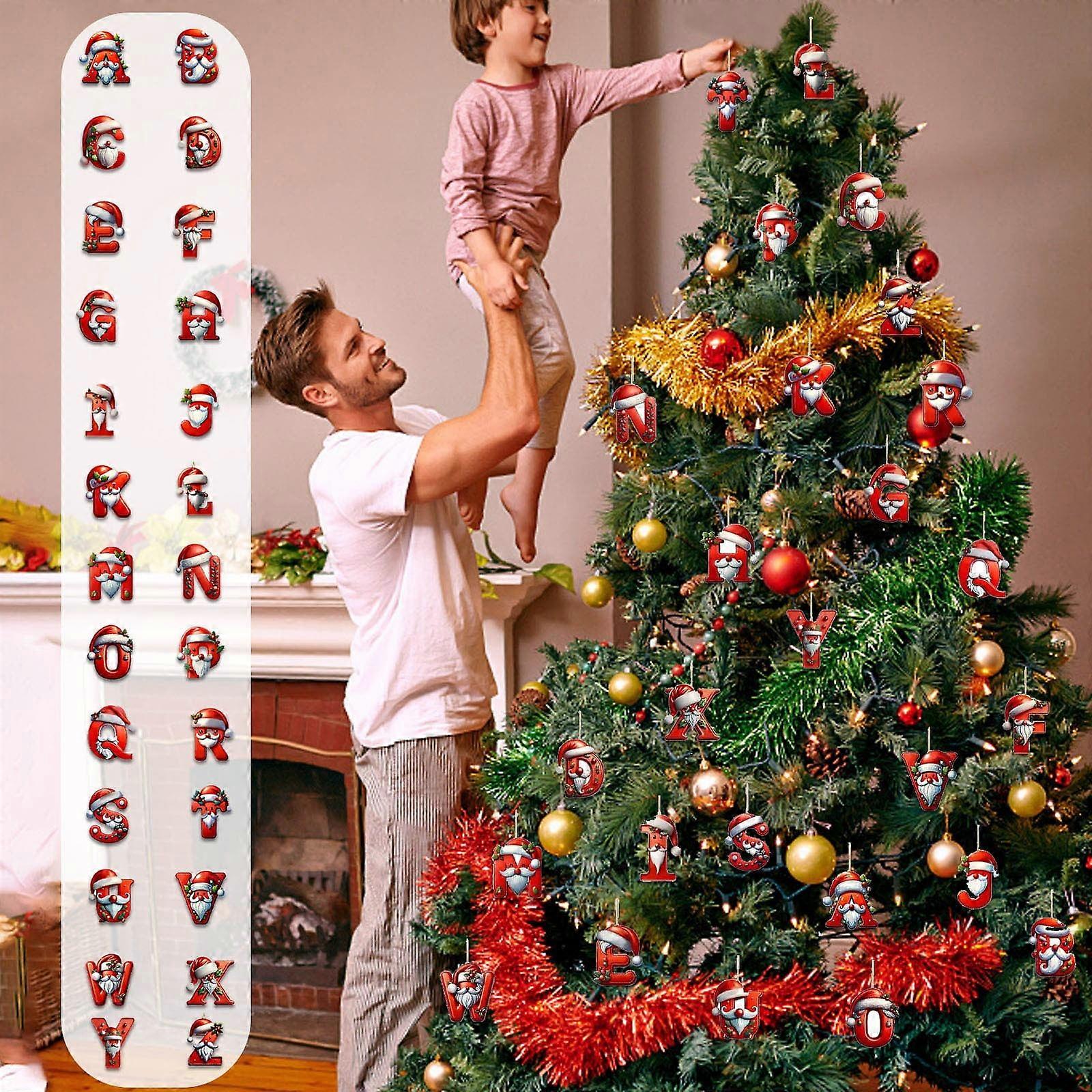 Avdjesfny 26 Letters Christmas Tree Decoration Pendant, Alphabet A-Z Ornament Hanging Decor Compatible with Xmas Tree