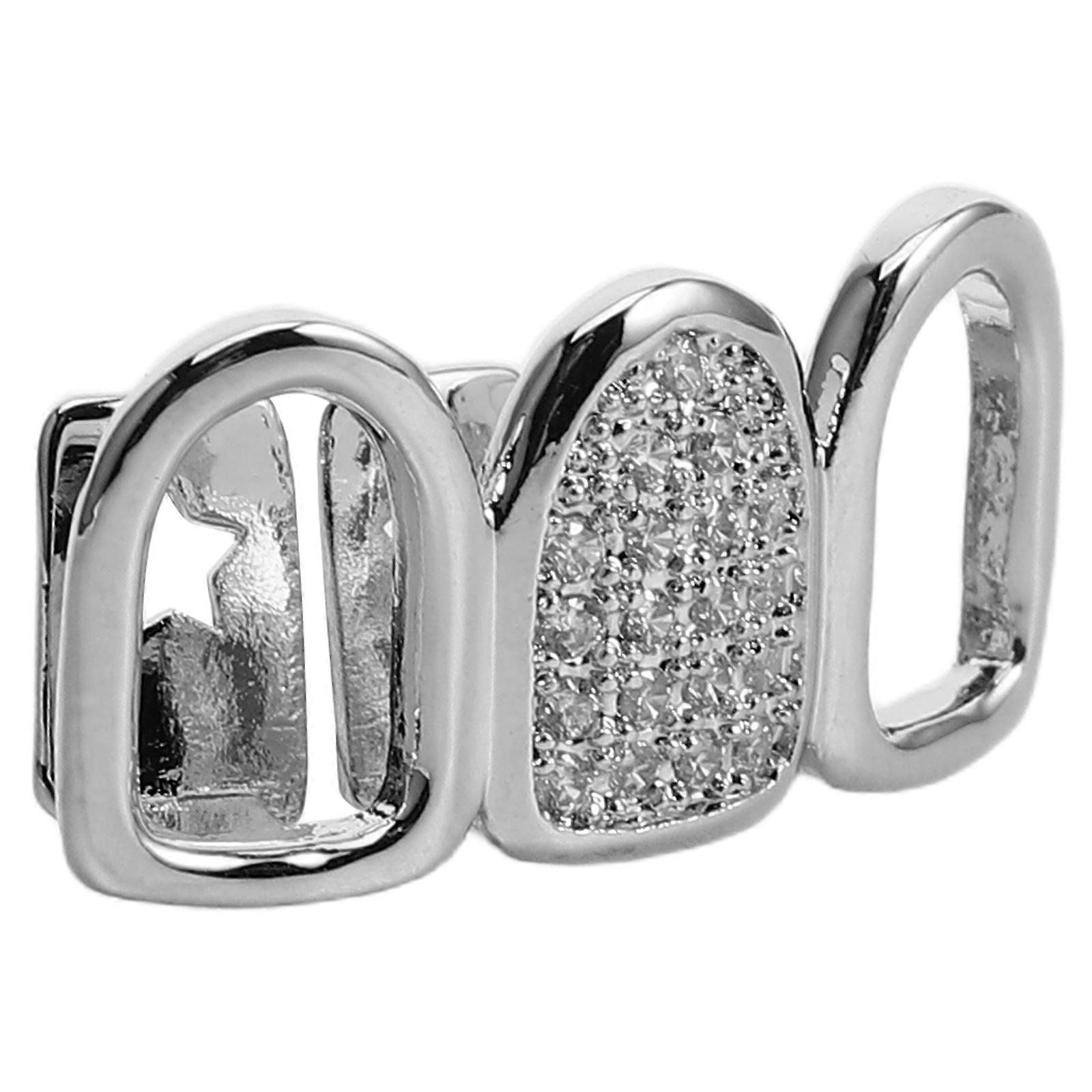 Silver Hip Hop Teeth Grill Caps for Men Featuring Durable Copper 4Pcs