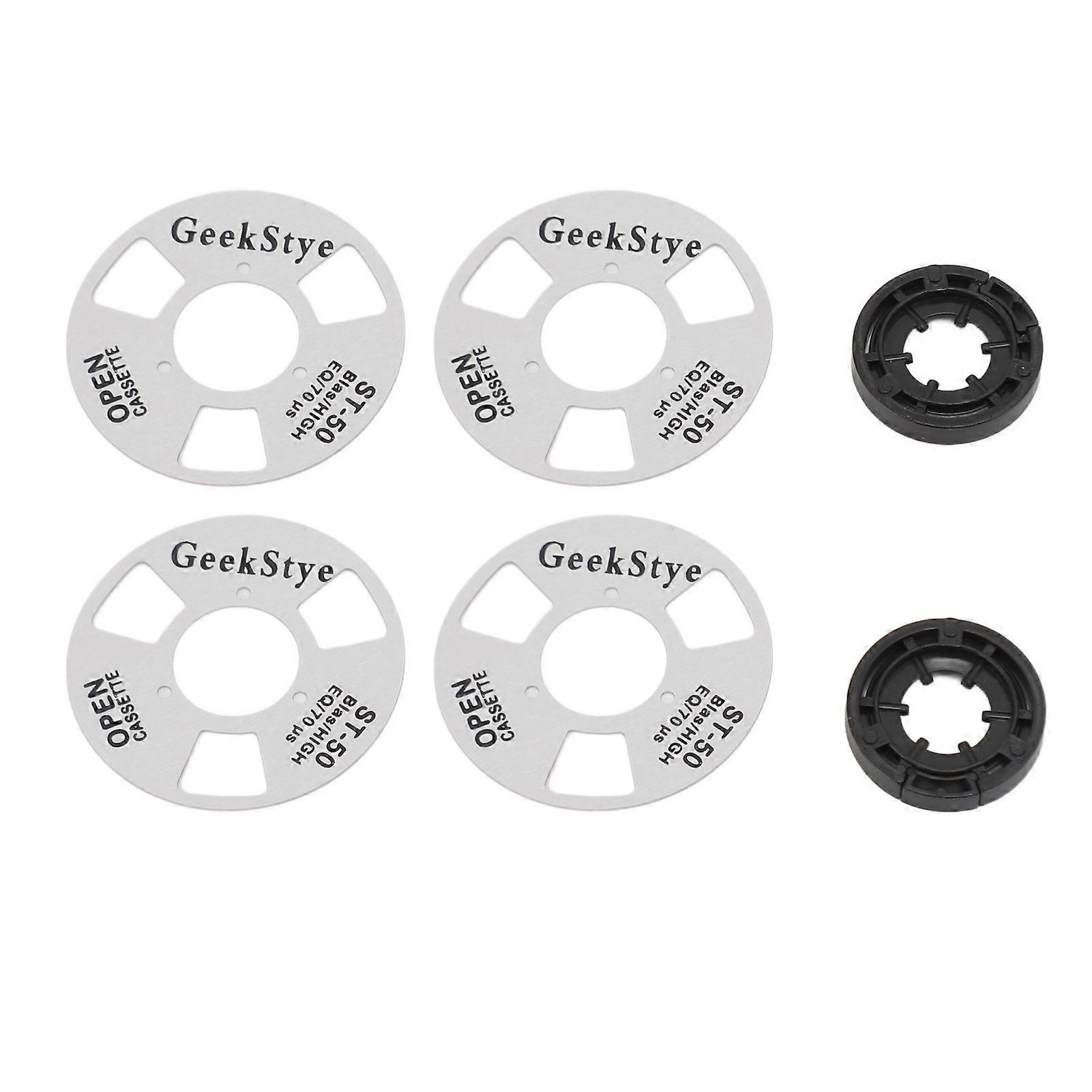 DIY Reel to Reel Cassette Retro Blank Metal Reel Cassette Tape with 4 Reels 2 Wheel for Music Recording Silver