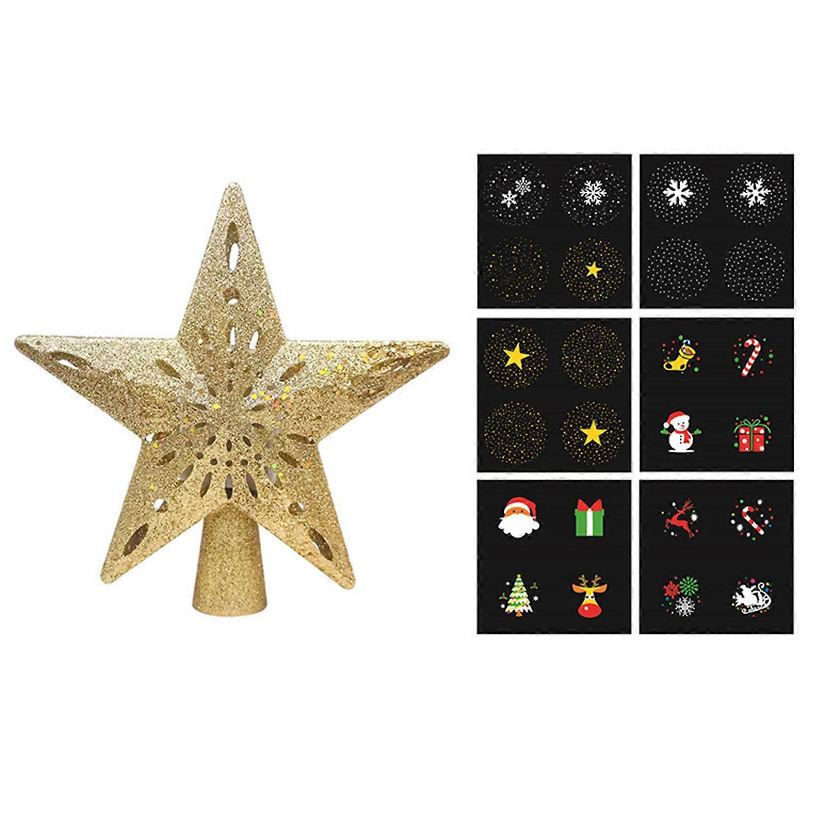 LED Christmas Tree Top Projection Light with Snowfall Star Decoration for