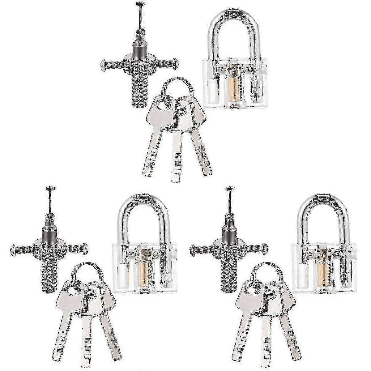 1 Set Transparent Blades Padlock With Disc Detainer Lock Pick Tools With 3 Keys 26s