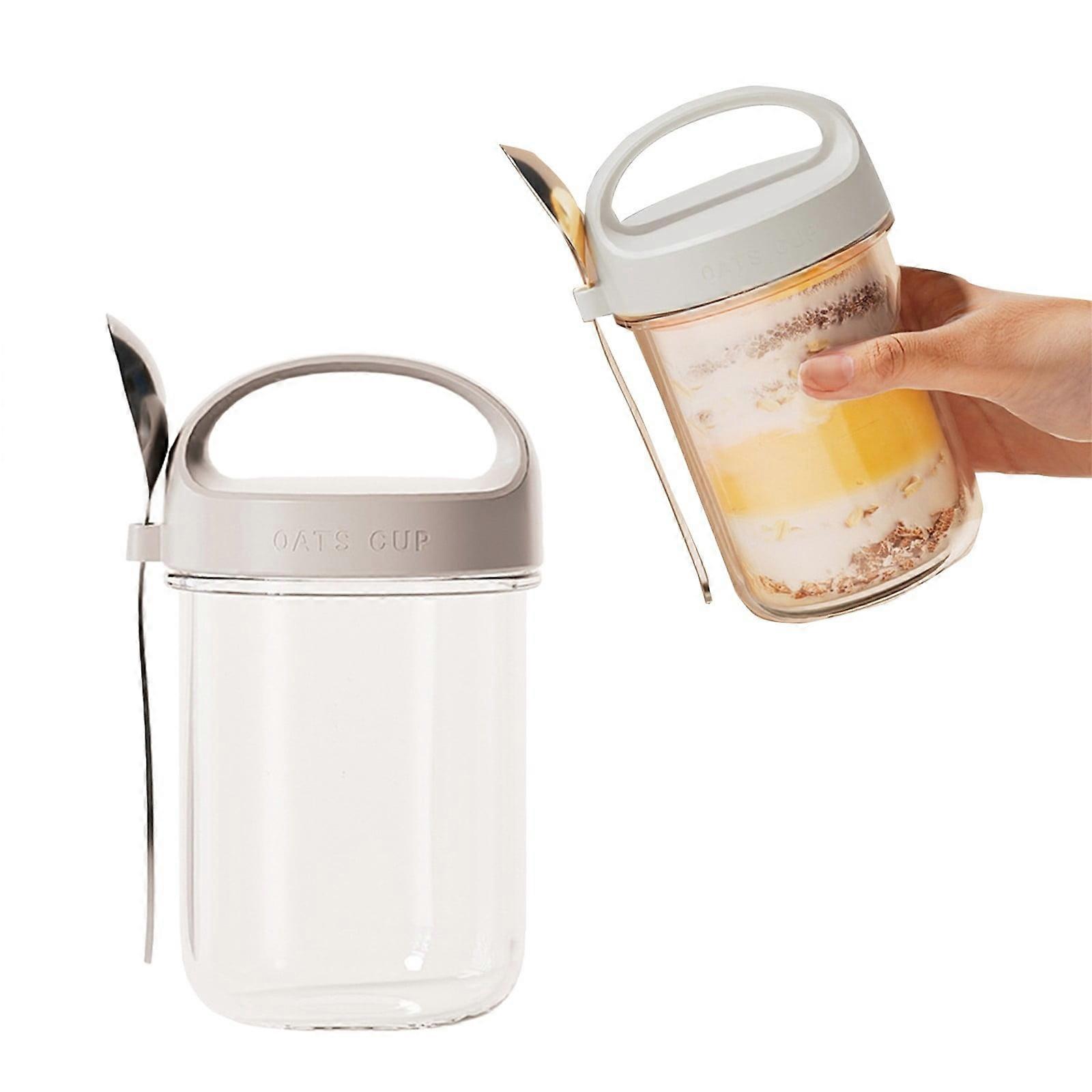 Clearance! Overnight Oats Containers with Lids and Spoons Portable Oatmeal Jar with Handle Compact and Easy to Carry Breakfast Cups