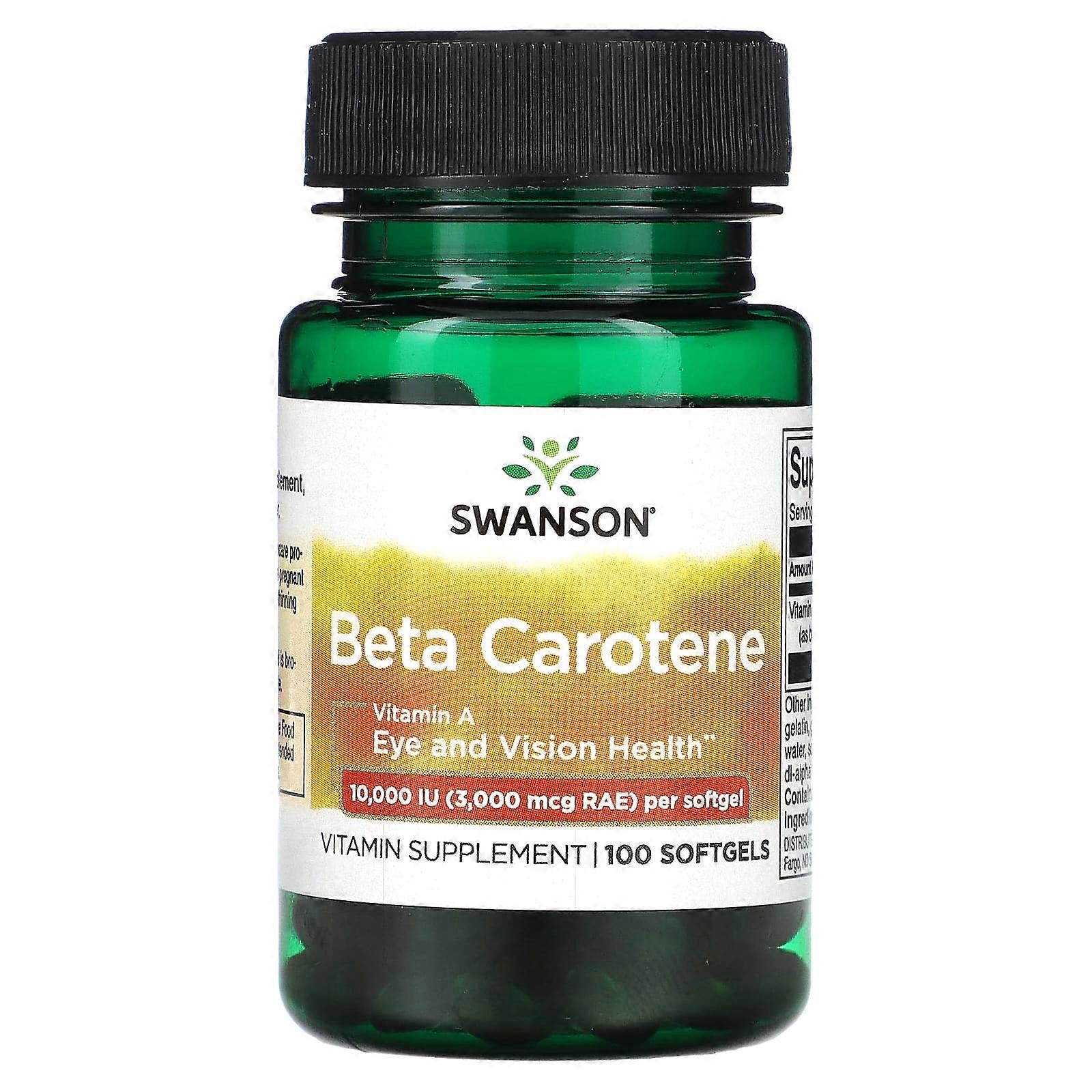 Beta Carotene, 10,000 IU (3,000 mcg RAE), 100 Softgels
