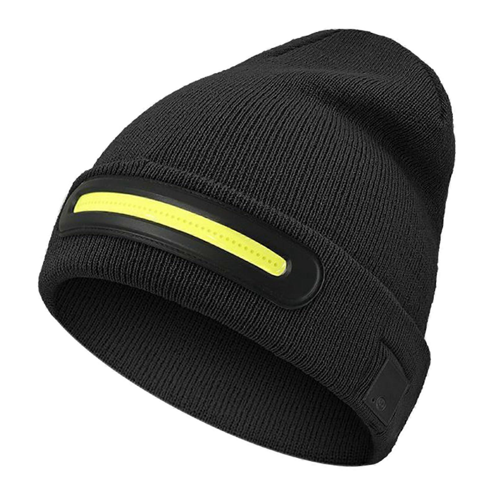 USB Charging Hat LED Headlamp Cap Thick Elastic Warm Knit Beanie Rechargeable LED Headlamp For Camping Running Walking