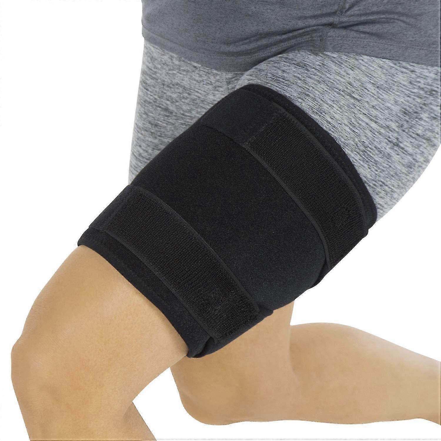 Thigh Brace - Hamstring Quad Wrap - Adjustable Compression Sleeve Support For Pulled Groin Muscle, Spr
