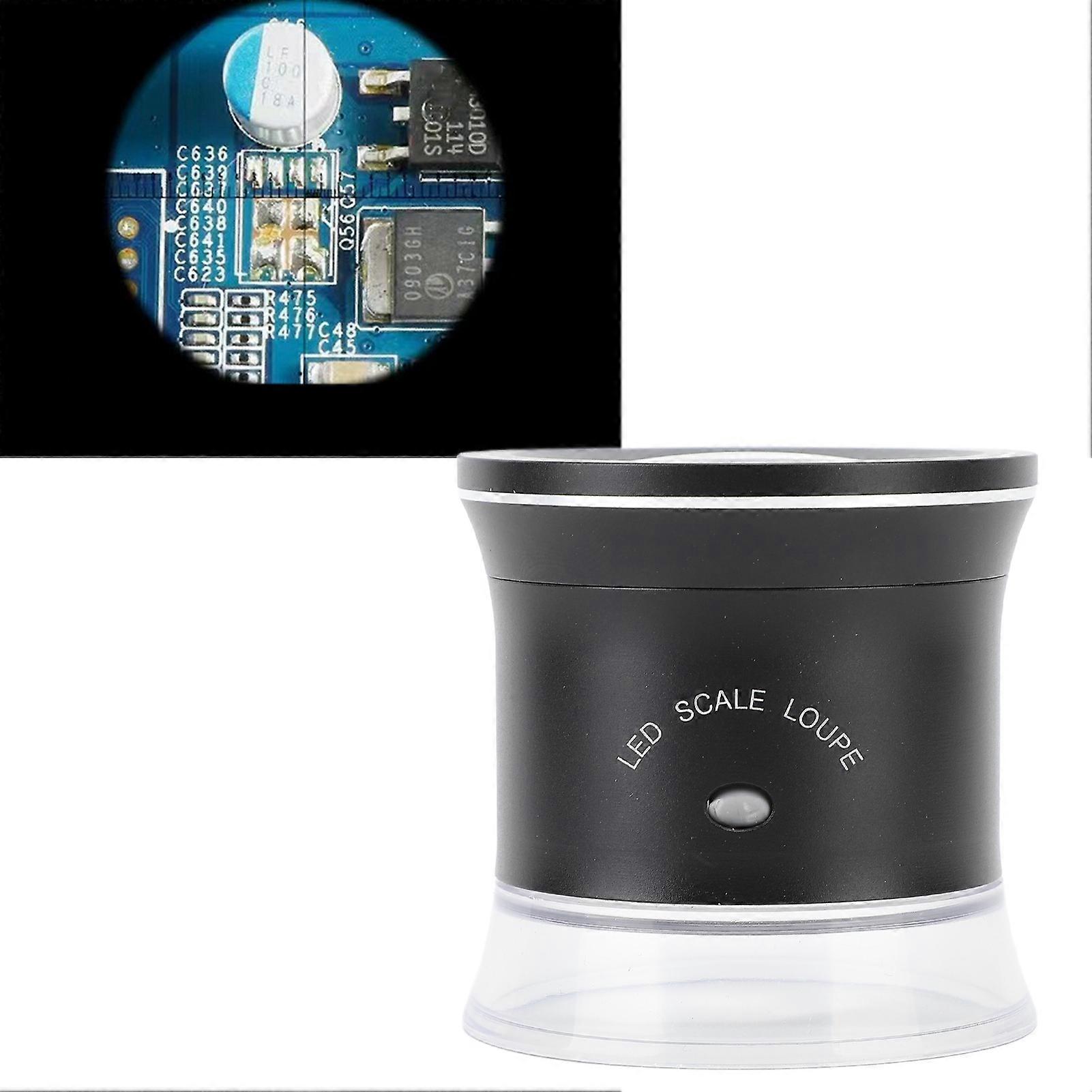 30X Cylindrical Magnifying Glass USB Charging Magnifier with LED UV Lights for Electronic Components Fabrics Textiles 
