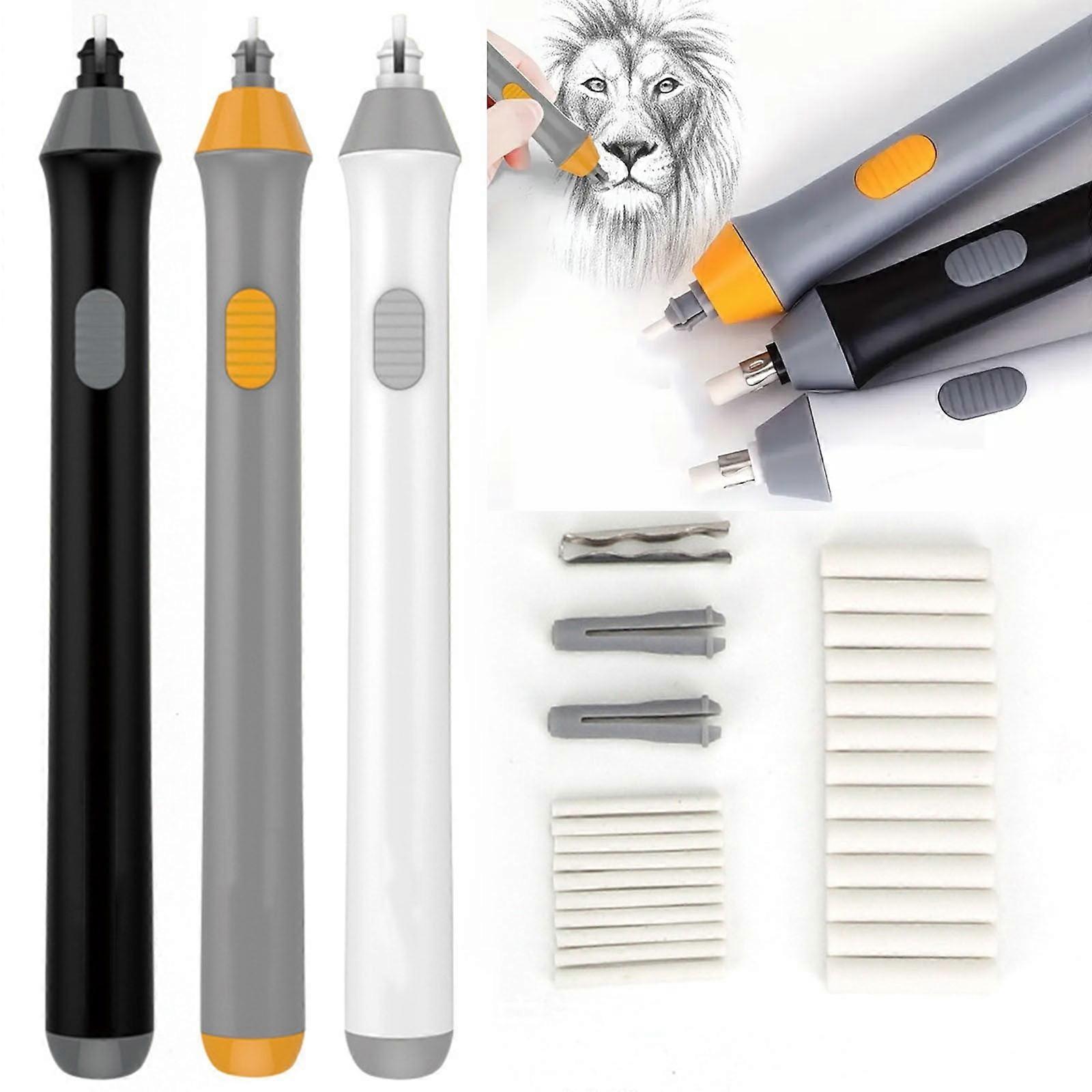 Electric Eraser for Artists - Rotating, Battery-Operated Sketch Eraser Kit for Drawing, Painting, Drafting. Compatible with standard eraser refills.