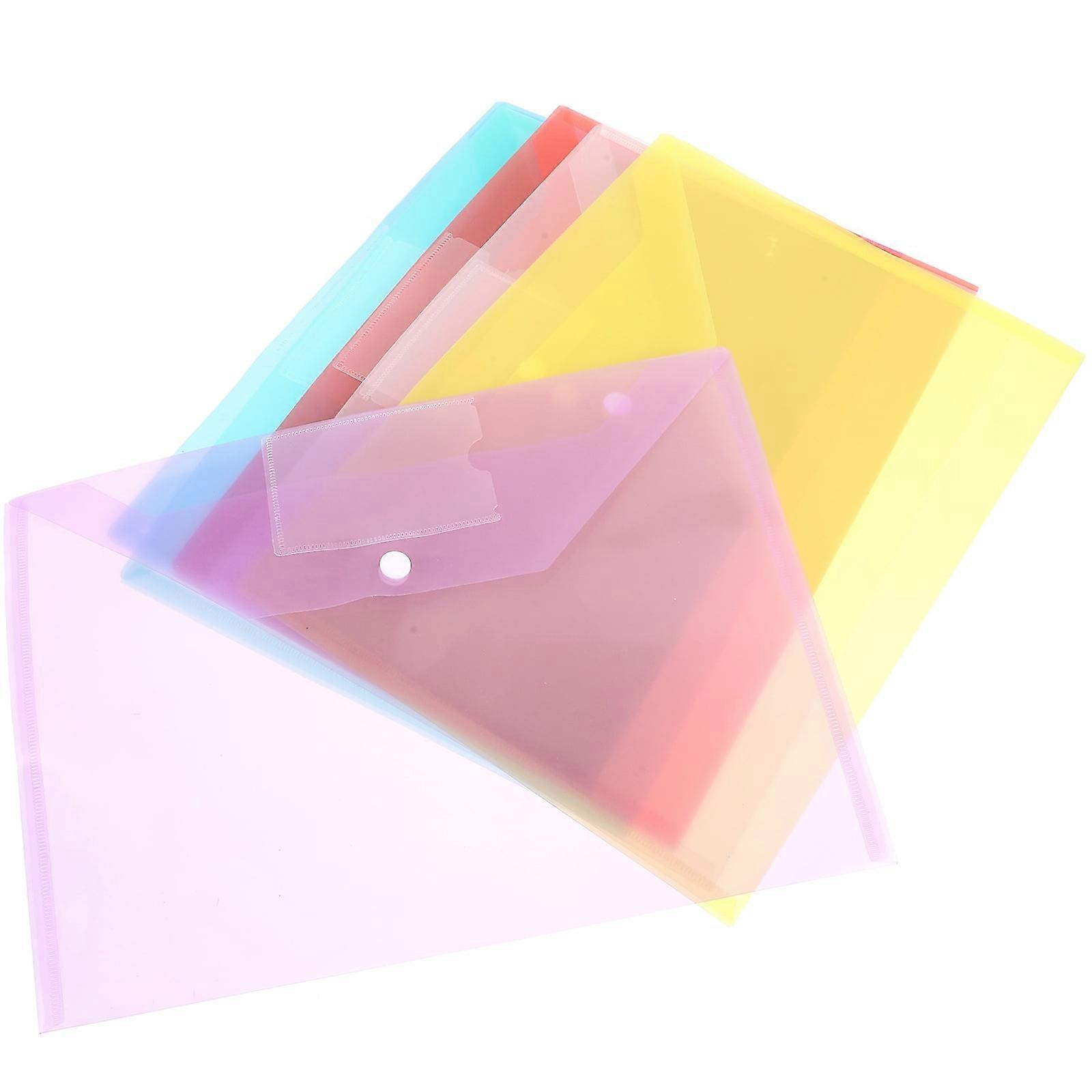 6 Pcs Folder Coloured Envelopes File Organizer Document Pouch Water Proof Snap Button One Size Pp Office Student