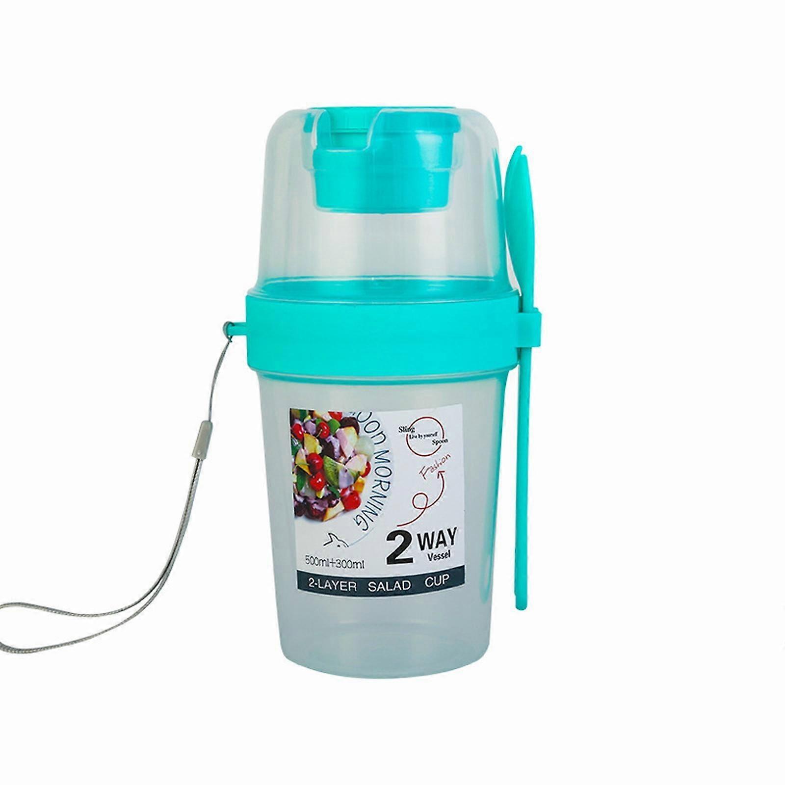 Dcomlko Salad Shaker Cup Container - Lunch, Breakfast, Yogurt Parfait with Lid & Fork, Overnight Oats Snack, Salad Dressing Holder