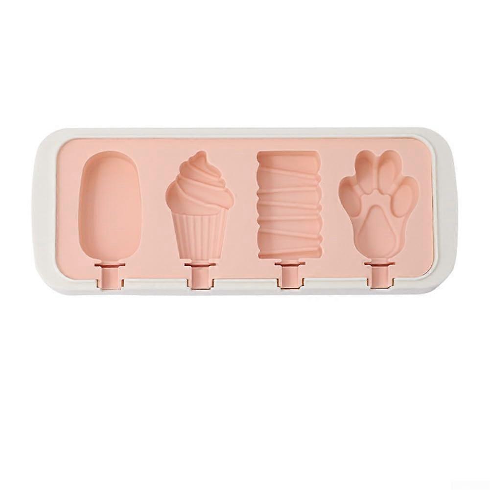 Silicone Popsicle Molds 6Cavity Reusable Freezer Tray With Lid BPA NonStick Easy Release Design Child Style Four