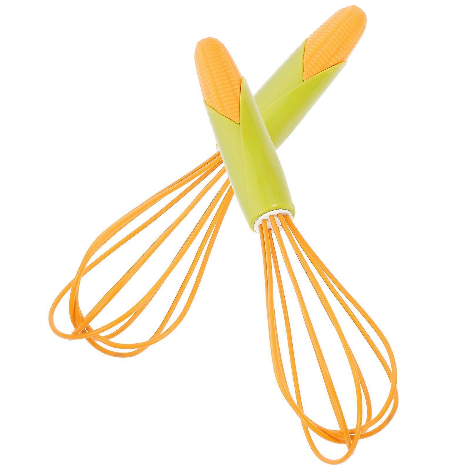 Manual Kitchen Tool for Mixing 2Pcs Silicone Whisk Orange