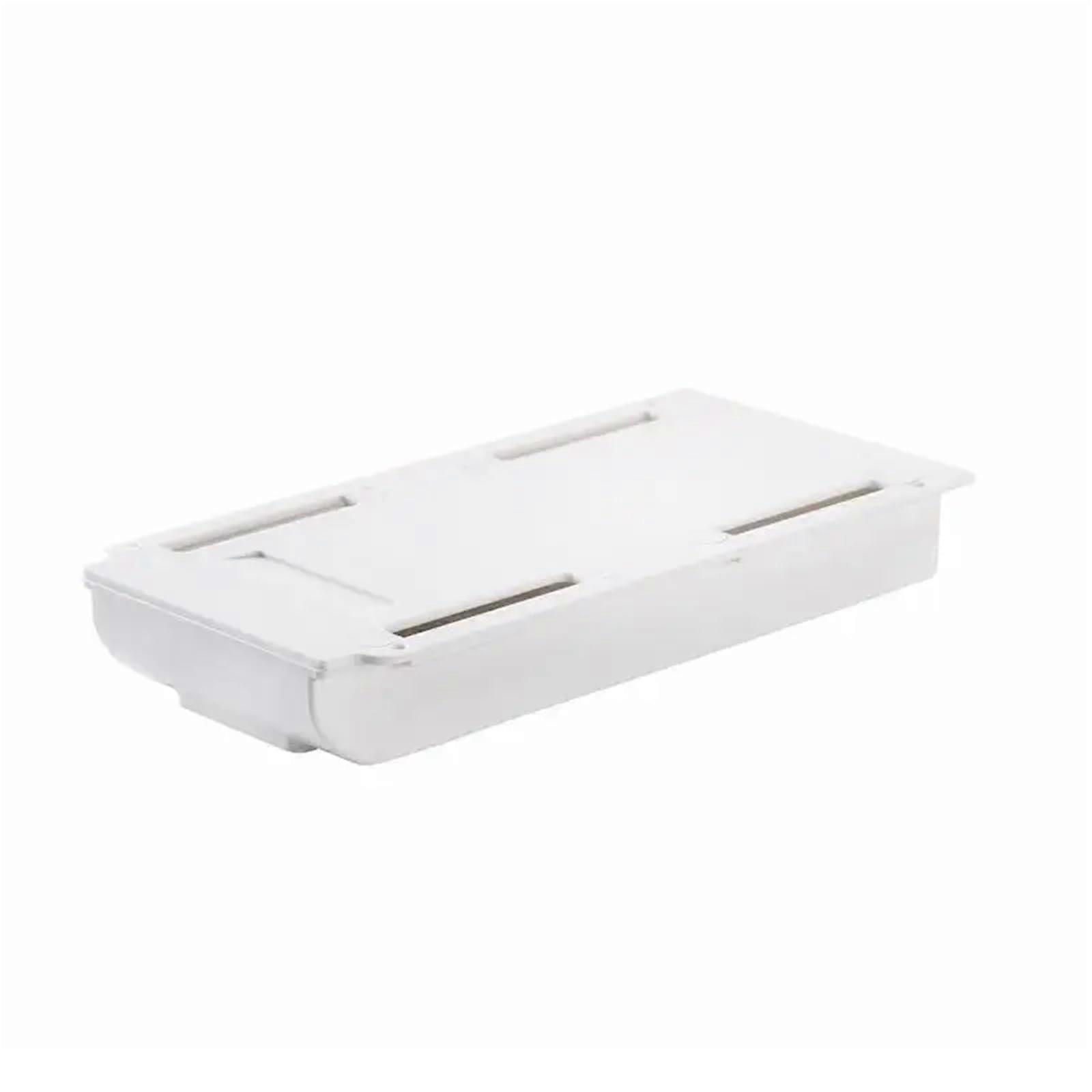 Self Stick Pencil Tray Desk Organizer, Small White Under-Desk Adhesive Storage Drawer for Office and Vanity