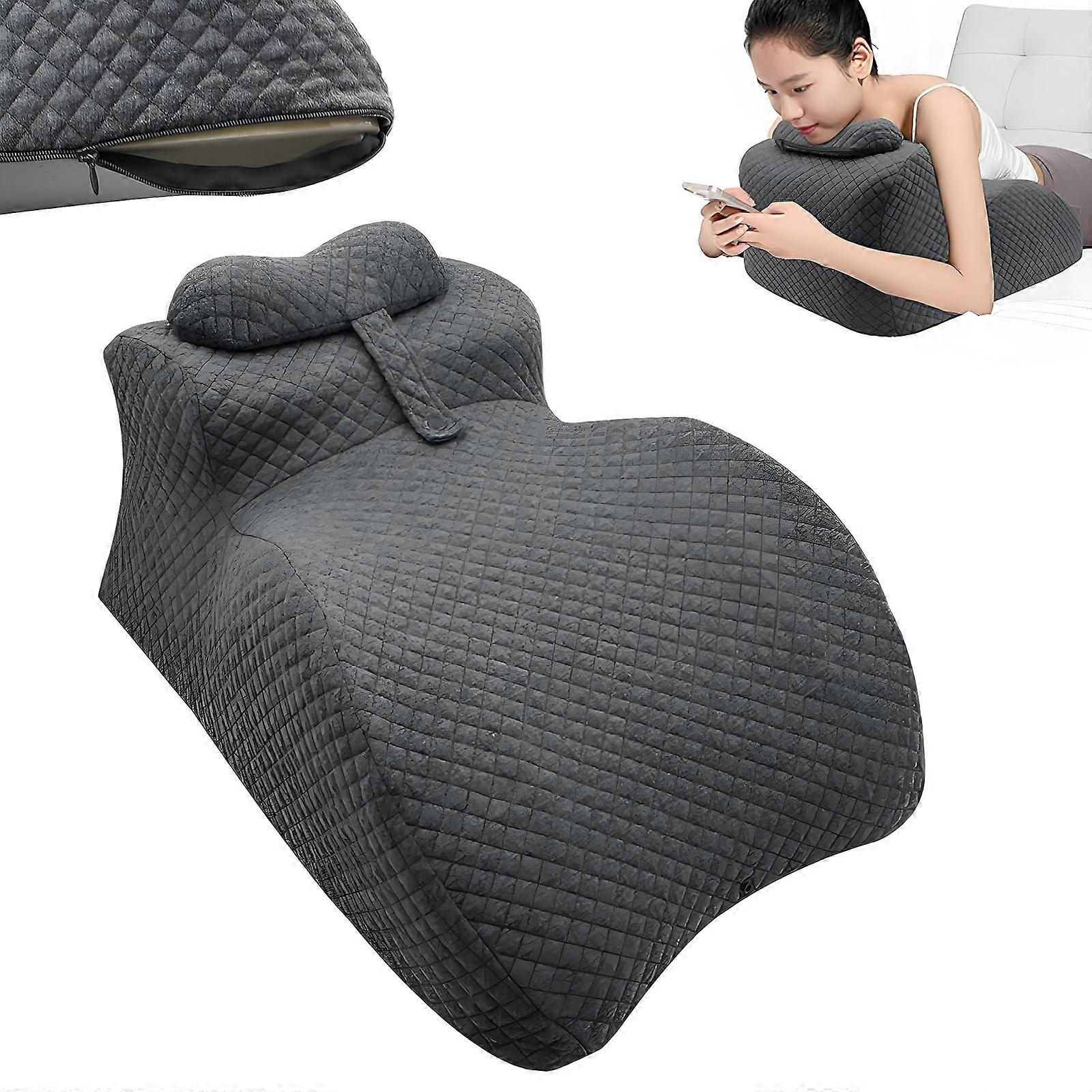 Memory Foam Face Down Pillow with Removable Cover for Neck, Waist and Leg Support in Bed or Dorm