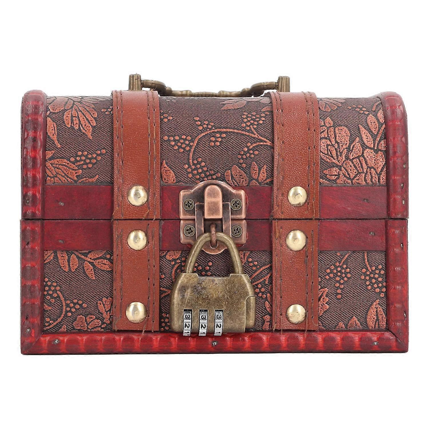 Treasure Storage Chest Box Large Capacity Vintage Wooden Storage Box with Coded Lock for Wedding