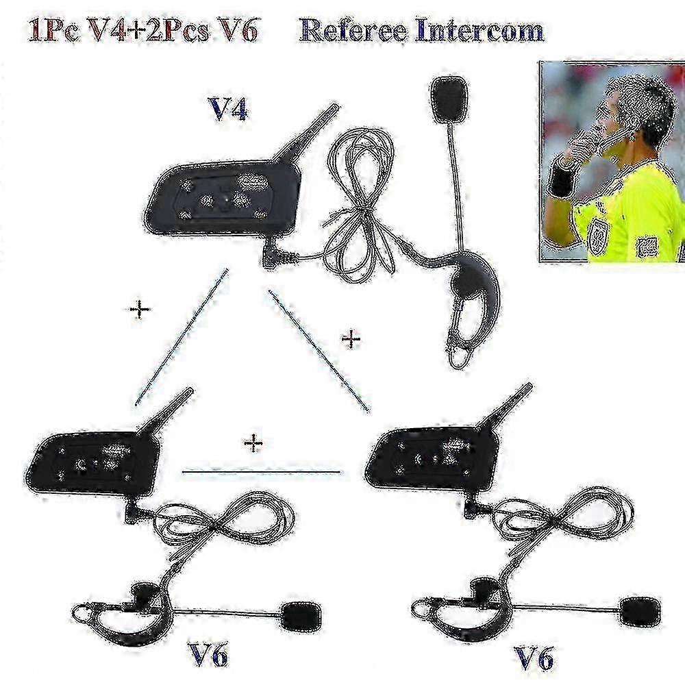 3pcs V6 V4 Full Duplex Two-way Intercom Accessory Football Referee Coach Judger Arbitro Football Ref
