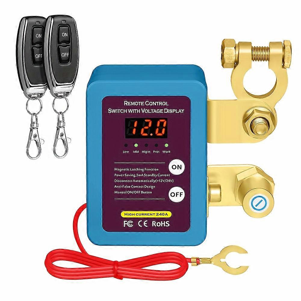 240A Car Battery Disconnect Switch 12V Remote  Control  Cutoff For  Vehicles RVs Boats With Digital Voltage Display Auto Shutoff