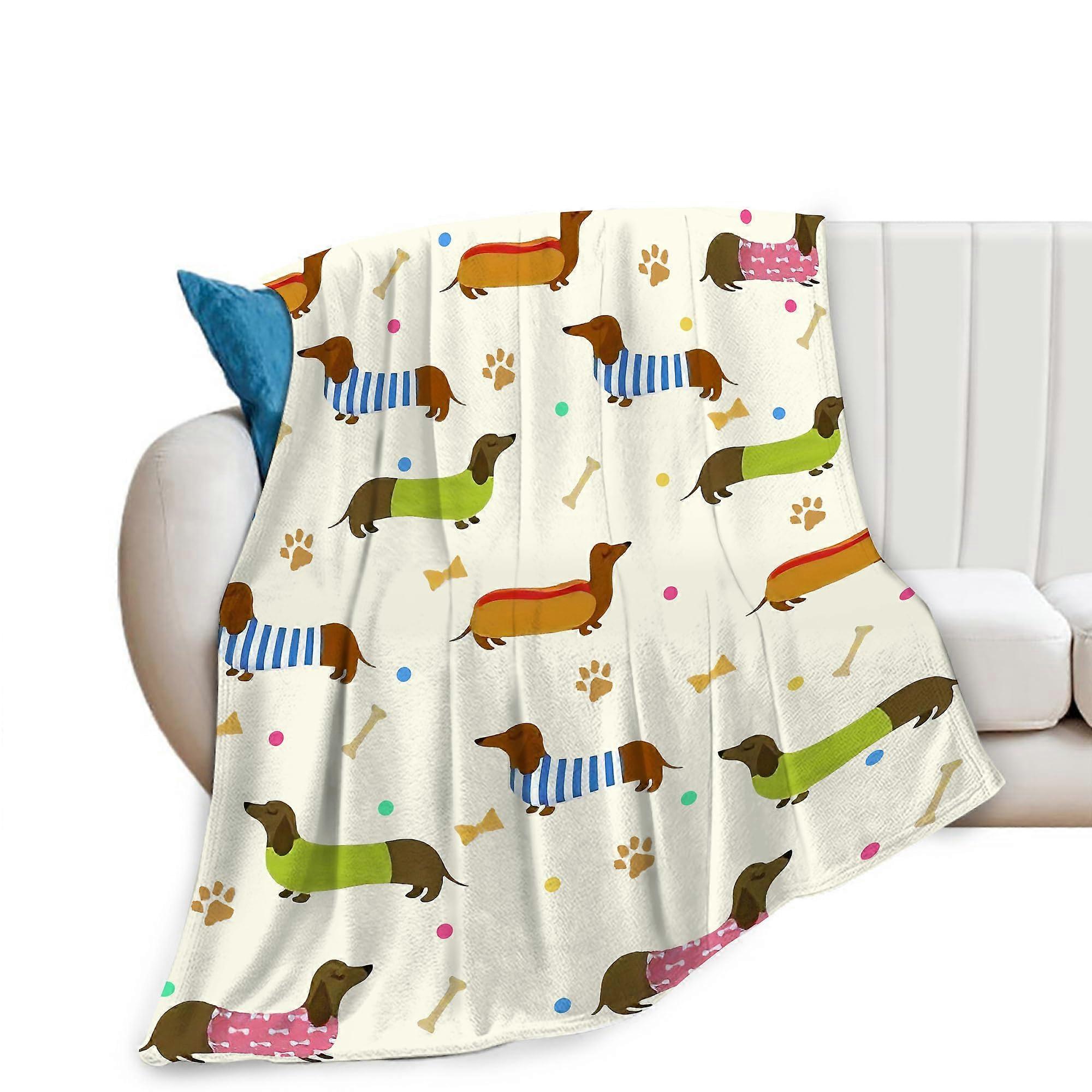 Fleece Throw Blanket Soft Plush for Bed Sofa Couch 40'x50' Colorful Dog Design