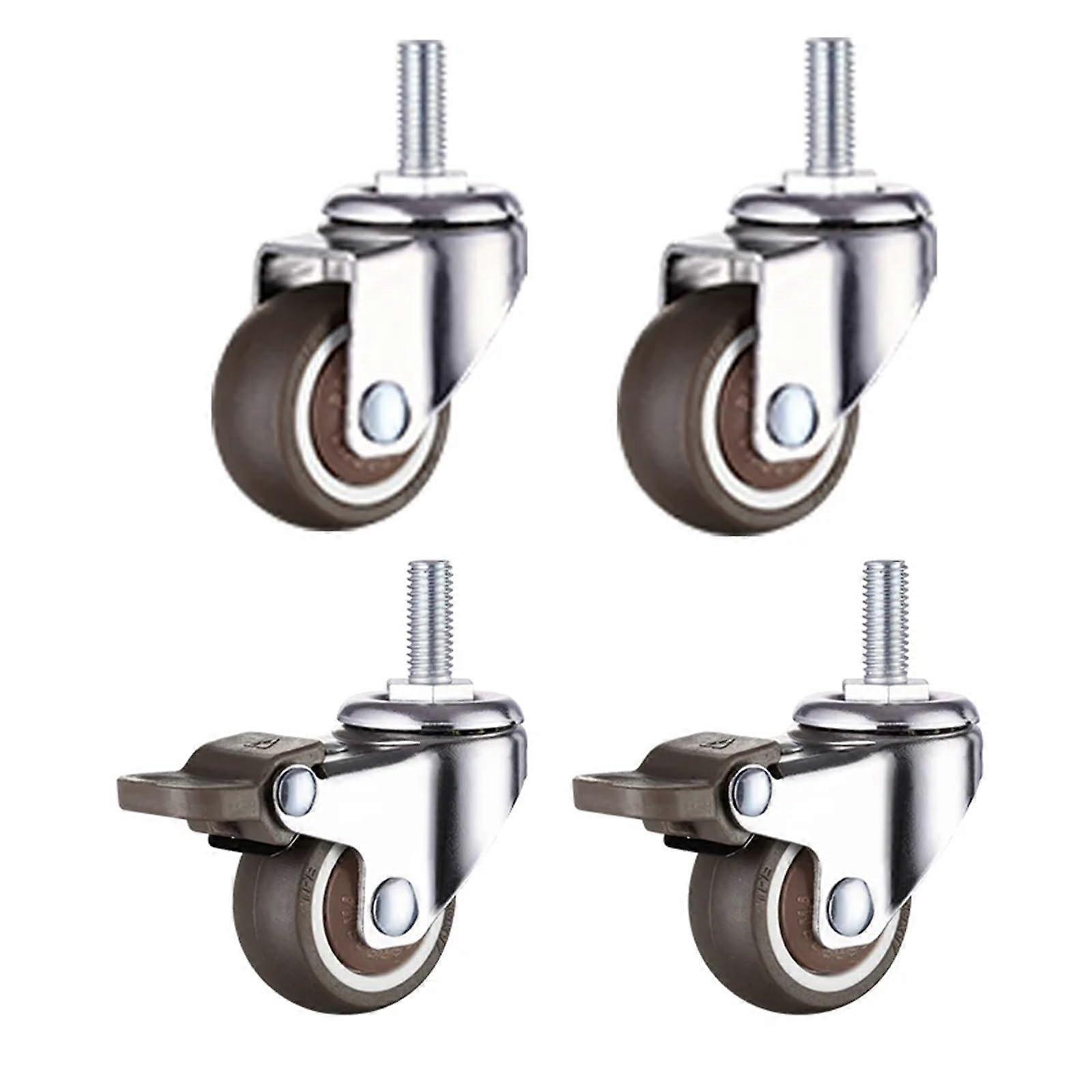 Stem Threaded Casters 4Piece Set With 2 Swivel And 2 Brake 2Inch Wheels HeavyDuty For Office Chairs Cabinets Tables Carts