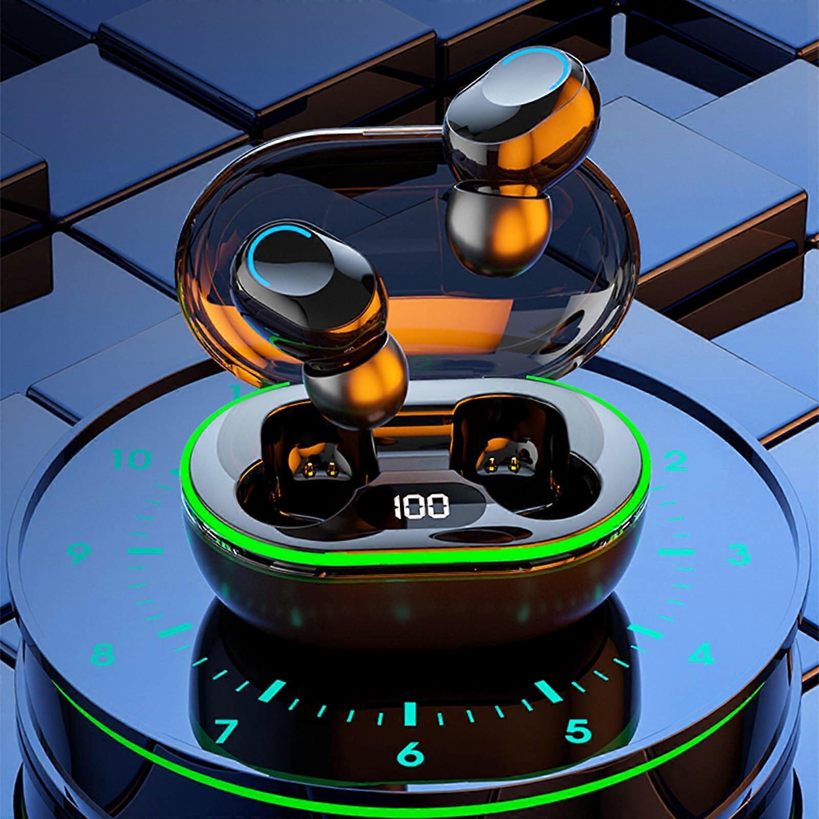 Fnyoxu True Wireless Bluetooth 5.3 Earbuds with LED Power Display, HiFi Sound, Noise Reduction, Low Delay, HD Call for Office & Sports, Black