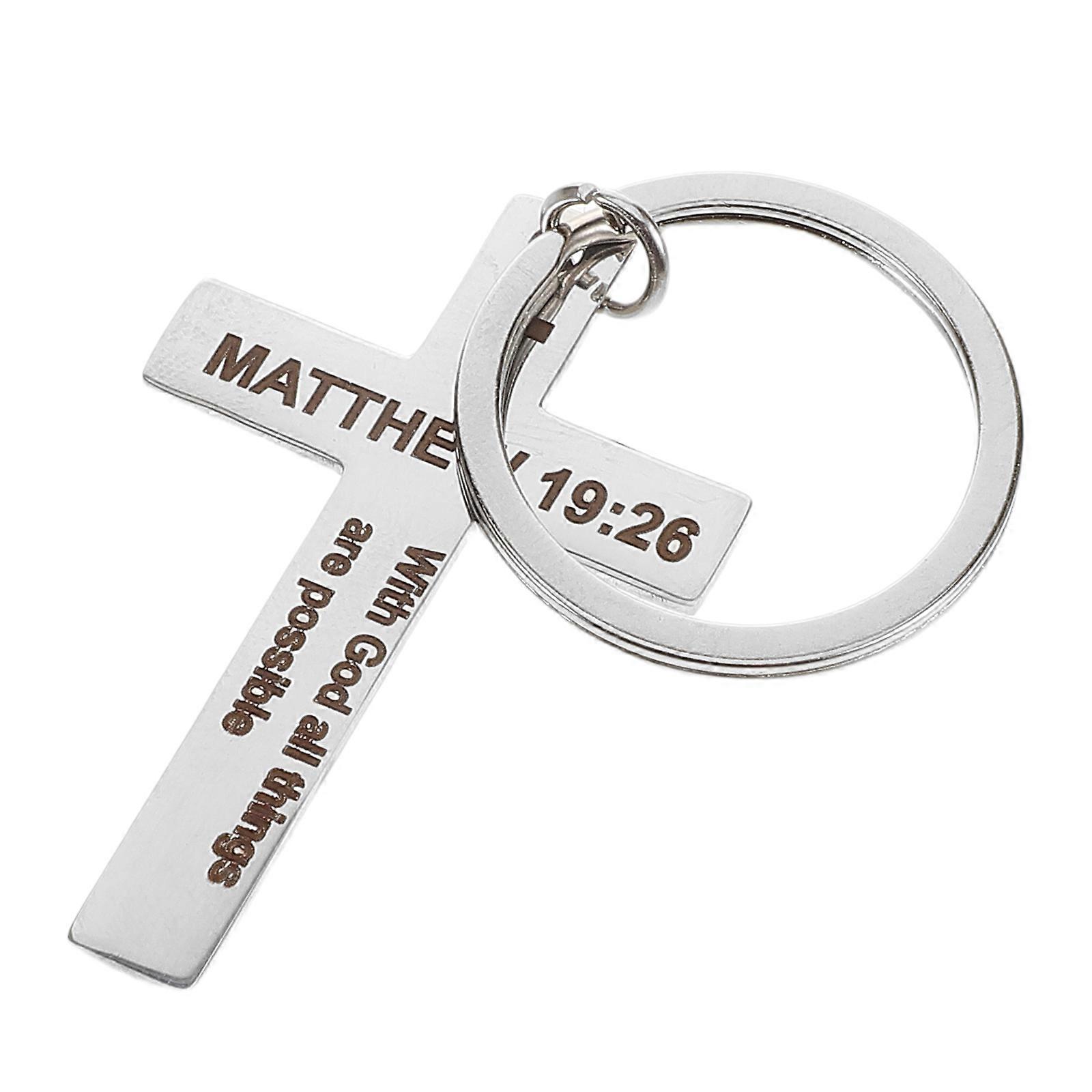 Cross Keychains Unique Bag Hanging Decoration For Keepsake Friendship Gift Silver Color 1Set