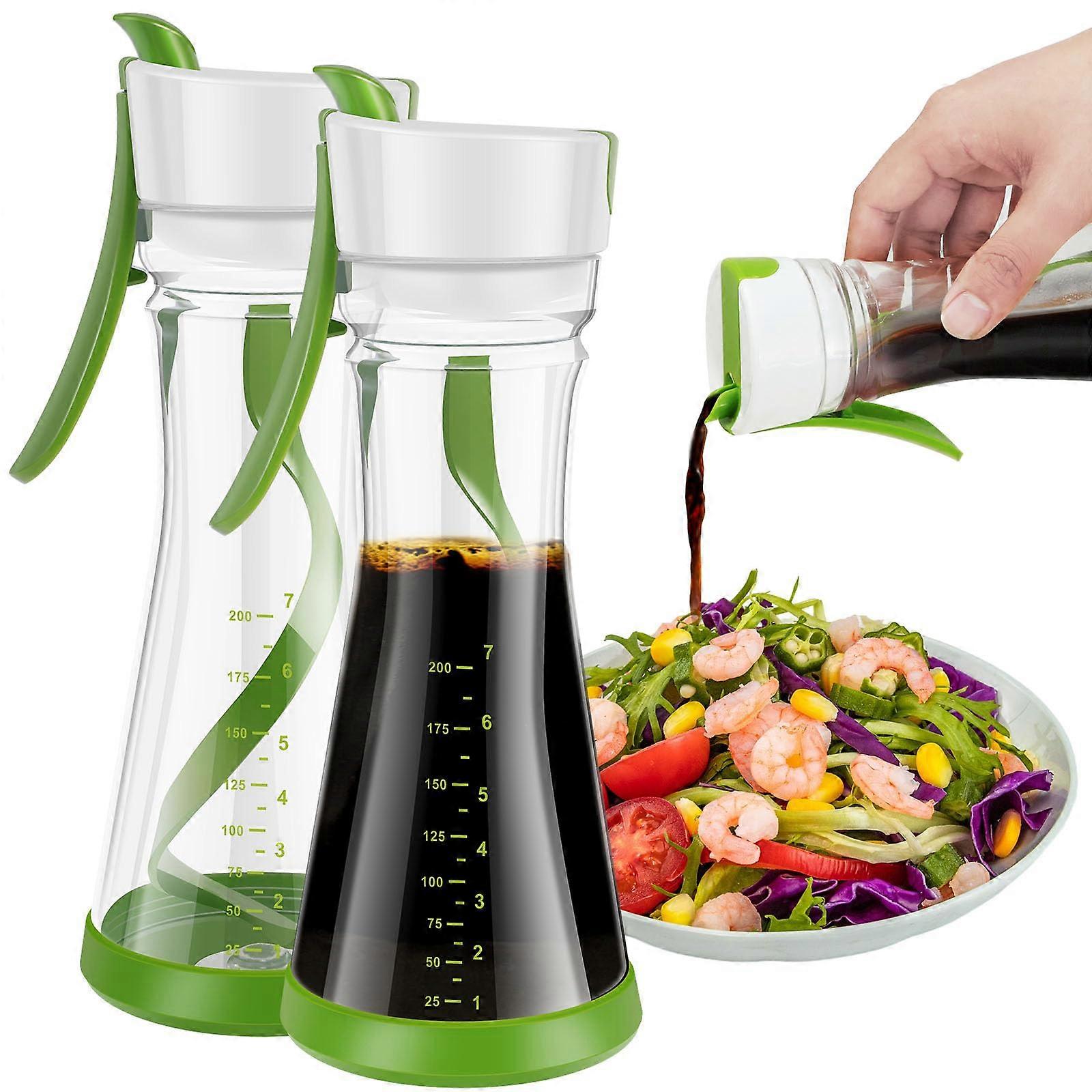 2Pcs Salad Dressing Shaker Bottle with Handle, Leakproof Mixer with Measurement Scale, Dishwasher Safe