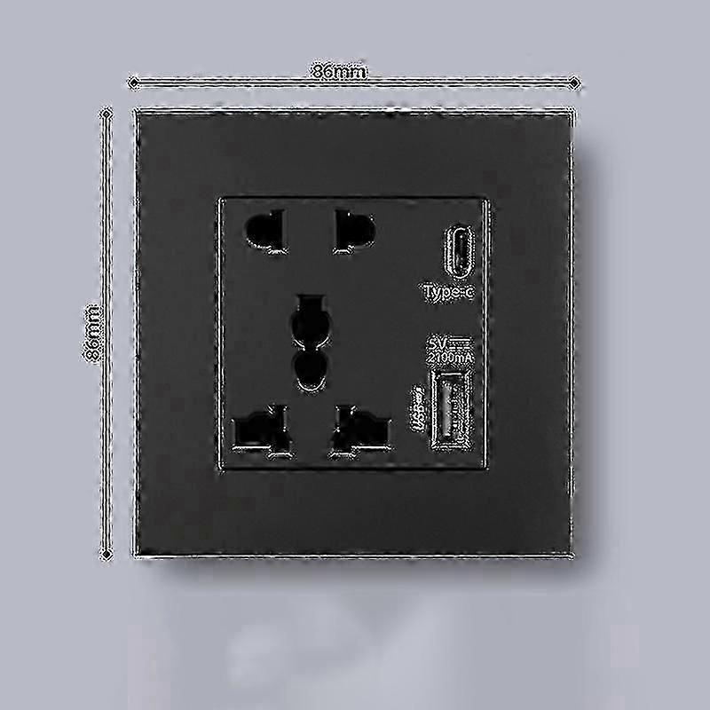 Power 2100ma Gniazdko USB Panel ze szkła kryształowego 13a Uk Gniazdo interfejsu ściennego typu C - Ja