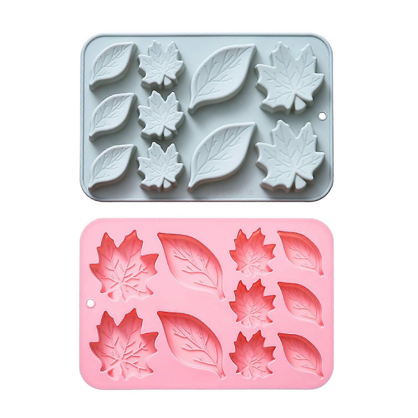 Silicone Cake Mold Set of 2 Maple Leaf Shape Baking Tray for Chocolate Candy Cupcakes