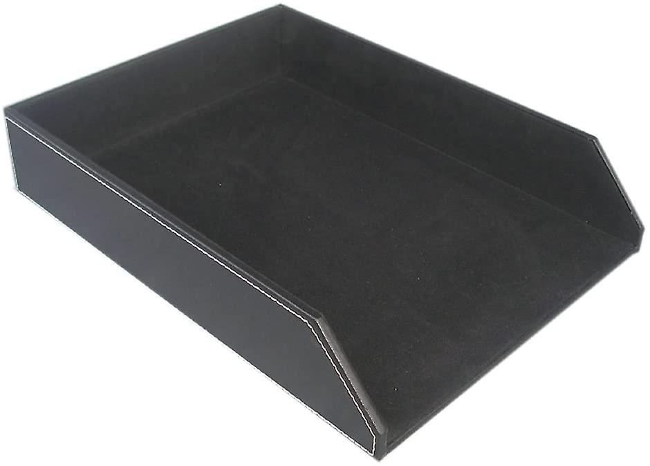 A4 Leather Desk Files Mail Tray Black