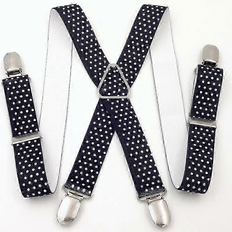 Men's Suspenders Wide Ultra Resistant Elastic & 4 Extra Strong Clips in X - Adjustable Size Up to 65cm