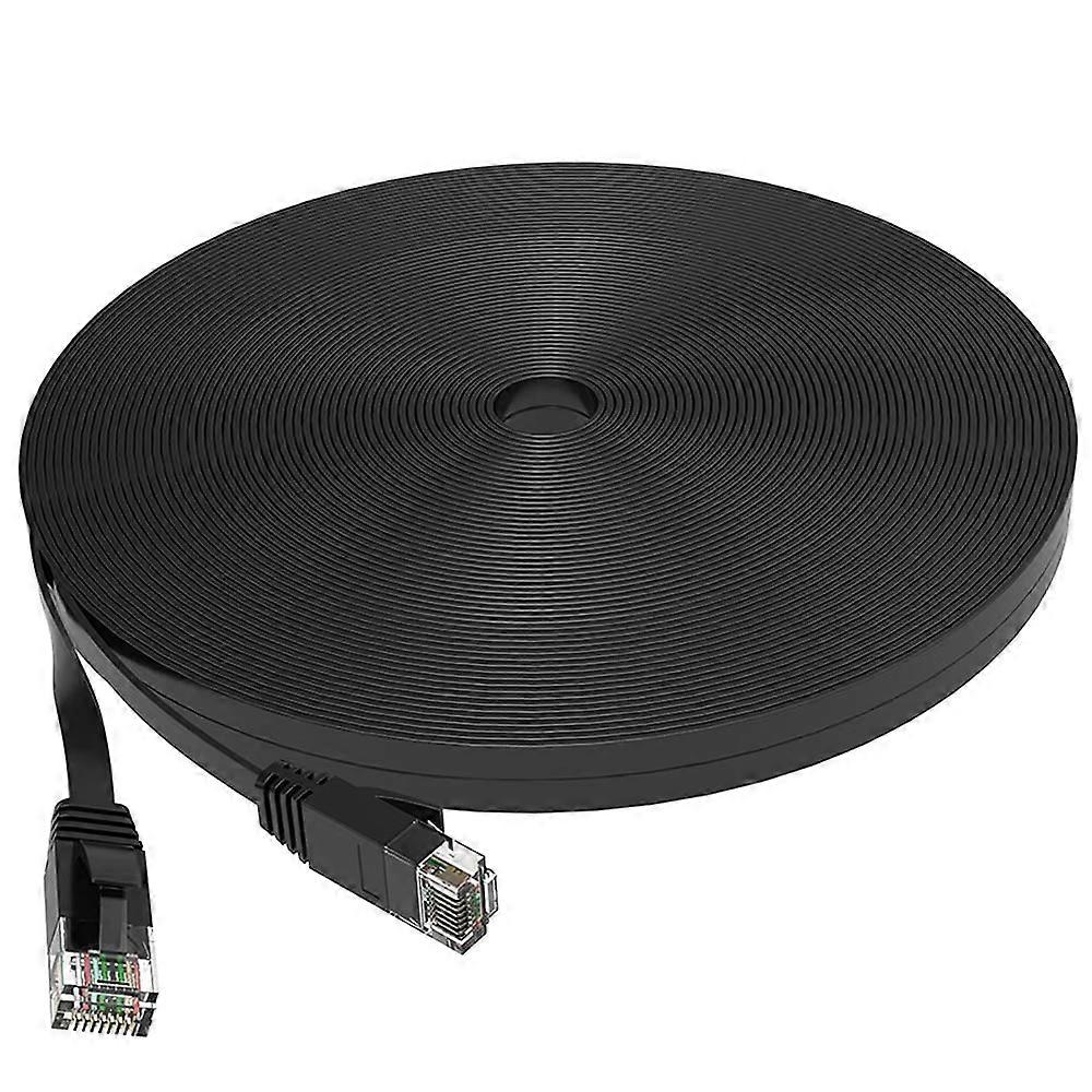 Cat 6 Ethernet RJ45 10Gbps Flat Cable 100 ft Outdoor&Indoor White Solid Patch Cord with Clips for Router, Modem, PS4/5, Xbox