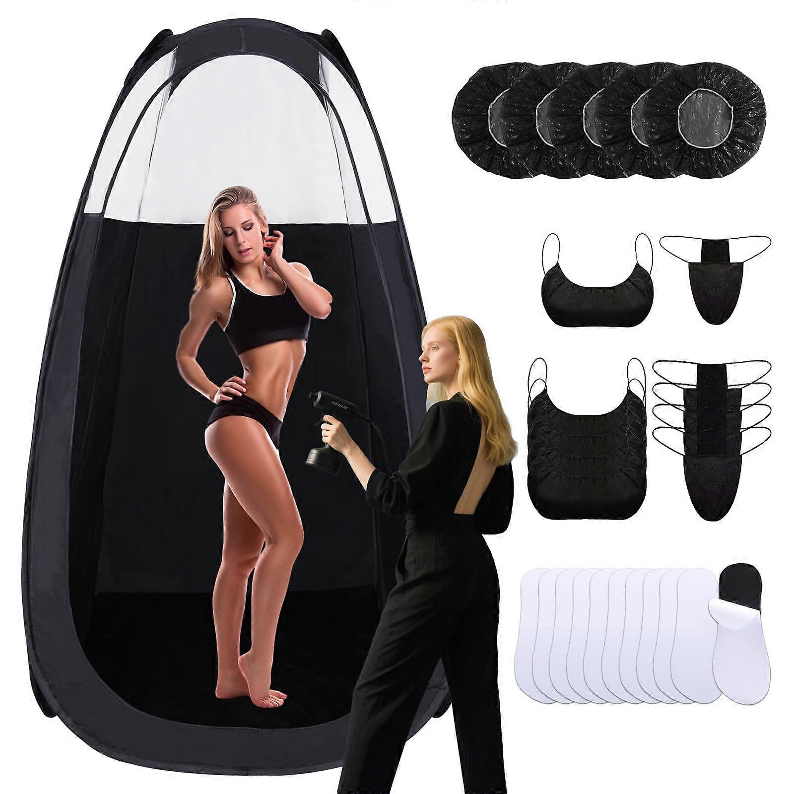 Spray Tan Tent Set with Carry Bag and Waterproof Floor, Large Pop Up Tanning Booth for Home and Salon