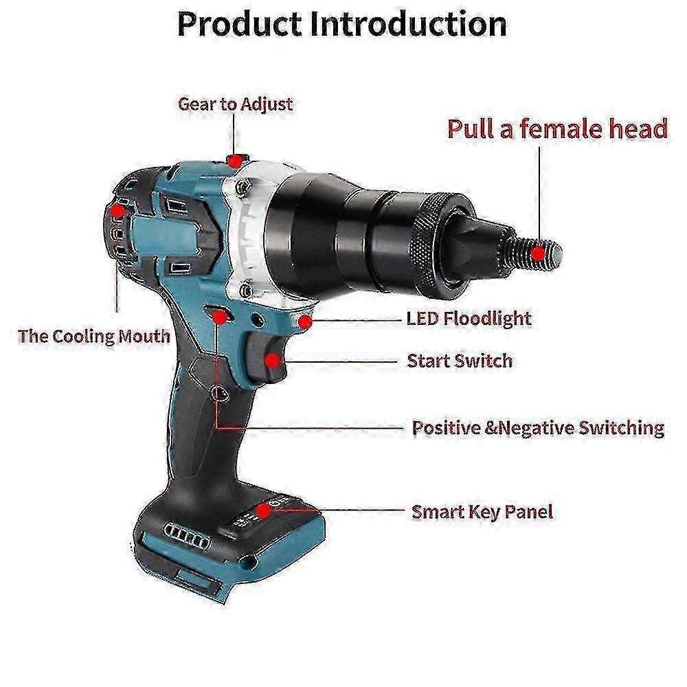 Powerful Brushless Electric Rivet Nut Machine Kit Automatic Electric Riveter Set Riveting Tool with