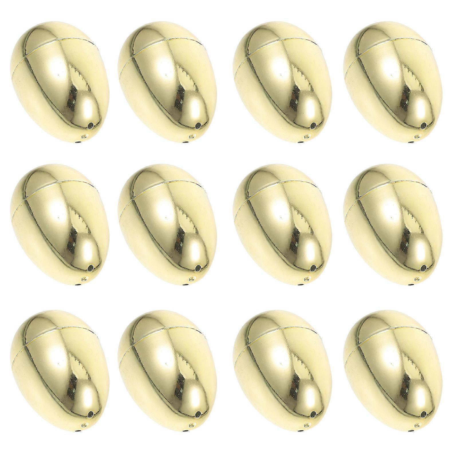 Golden Plastic Easter Eggs Fillable for Easter Party 12Pcs Favors