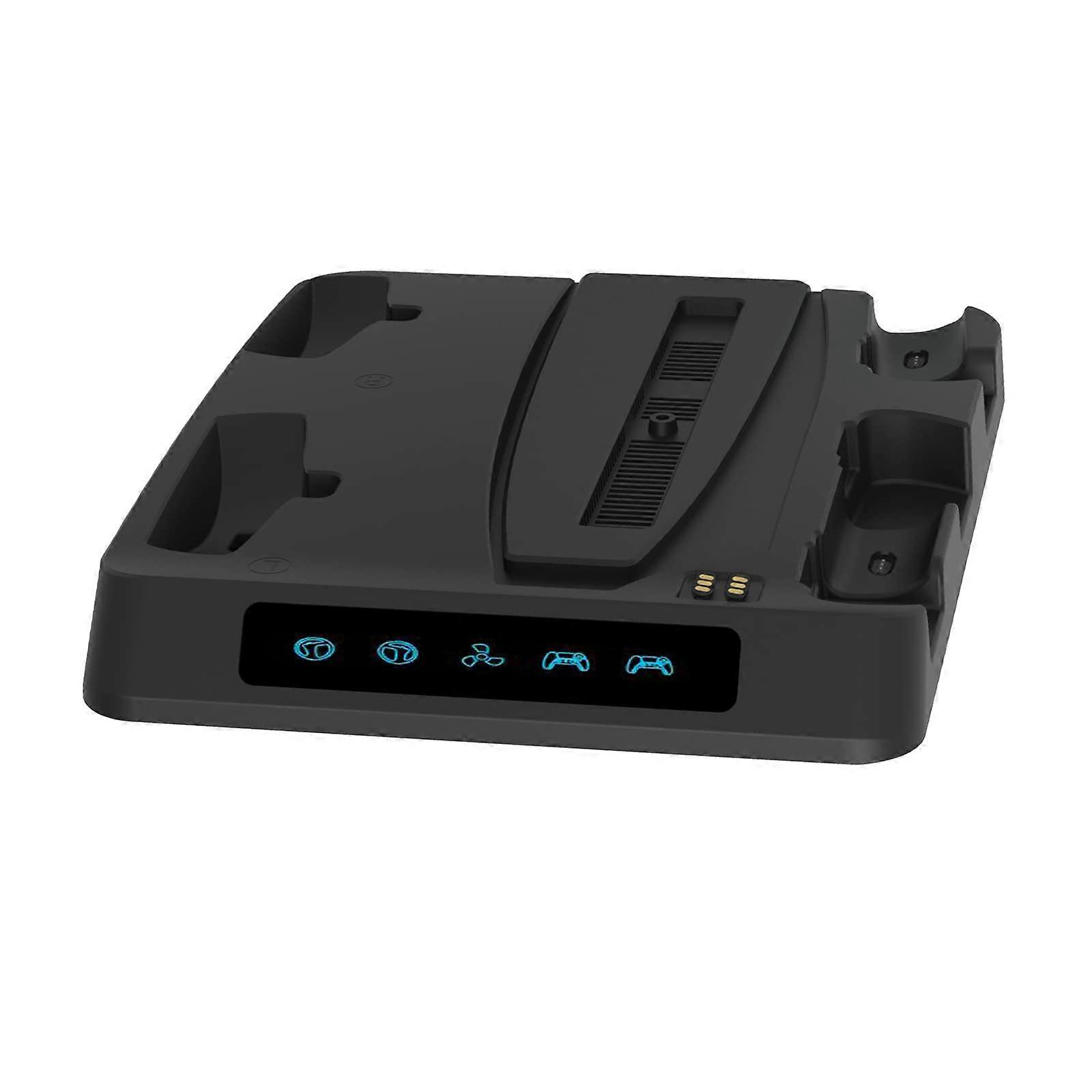 Game Console Cooling Charging Stand with Dual Controller Dock, Headset and Helmet Storage