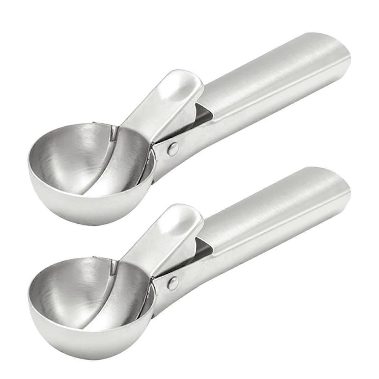 Ice Cream Scoop and Melon Baller Set, Stainless Steel Trigger Release, Uniform Portion Control, Silver