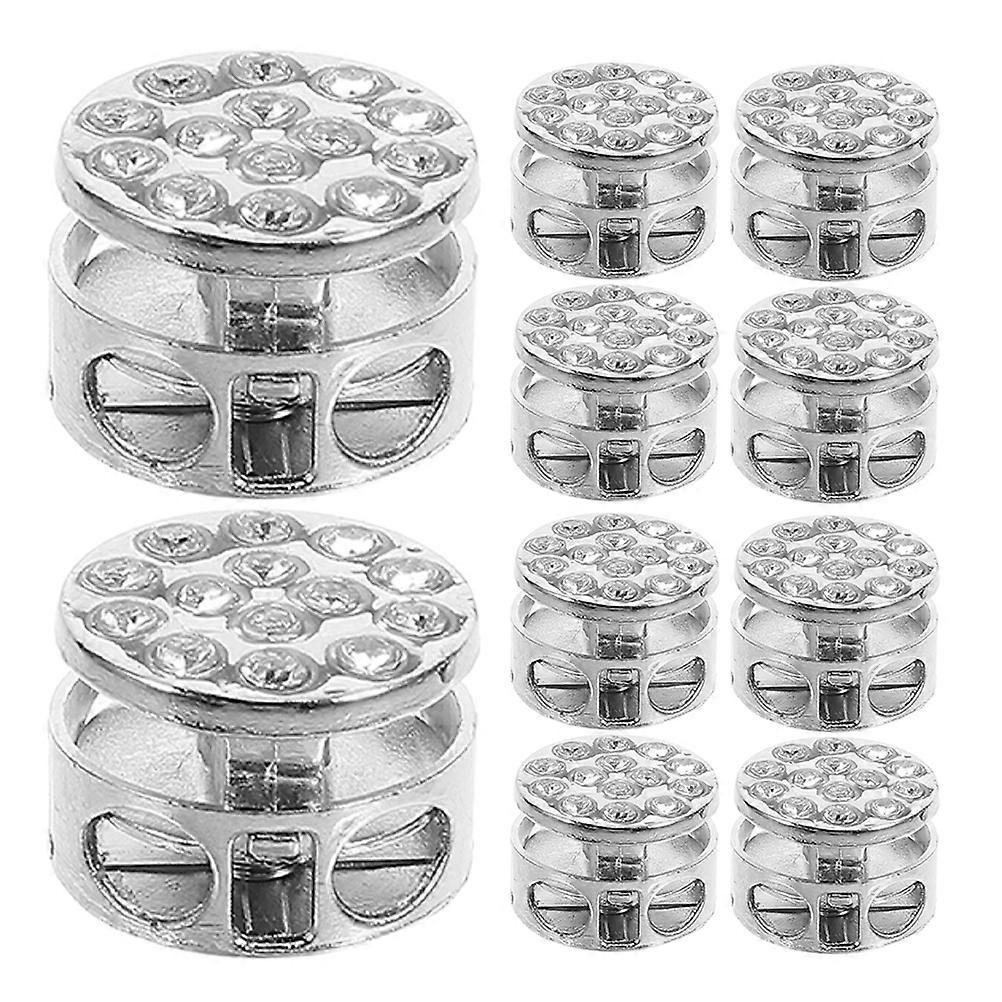 Metal Spring Elastic Fastener Toggles for Drawstring 12Pcs Silver Cord Ends