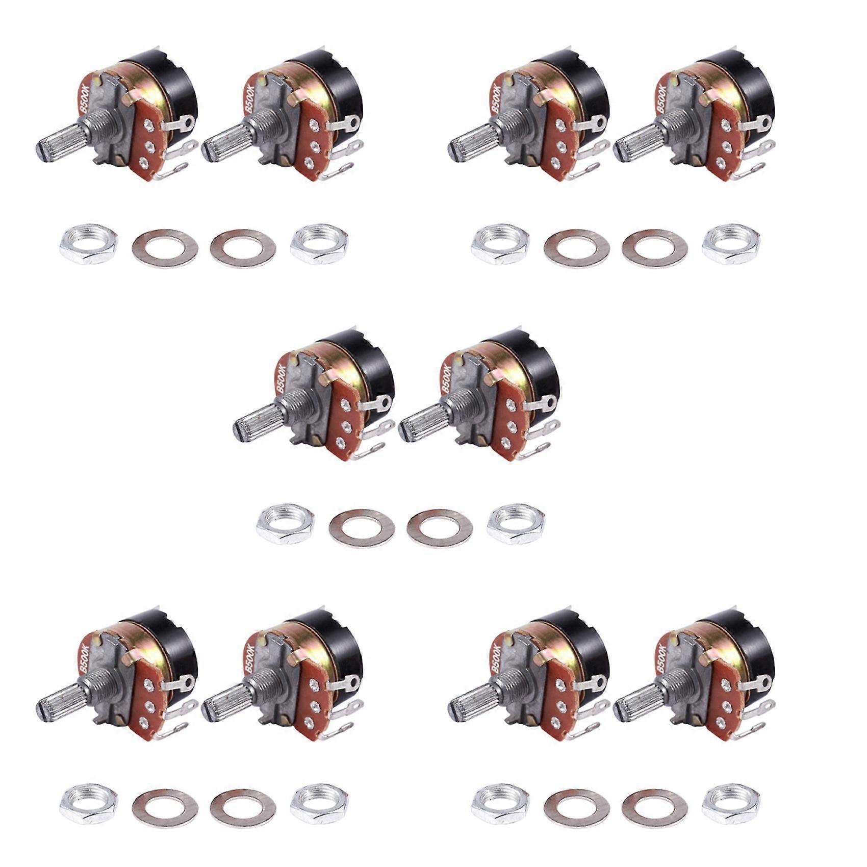 10Pcs 500K Ohm Single Linear Taper Potentiometers with On/Off Switch